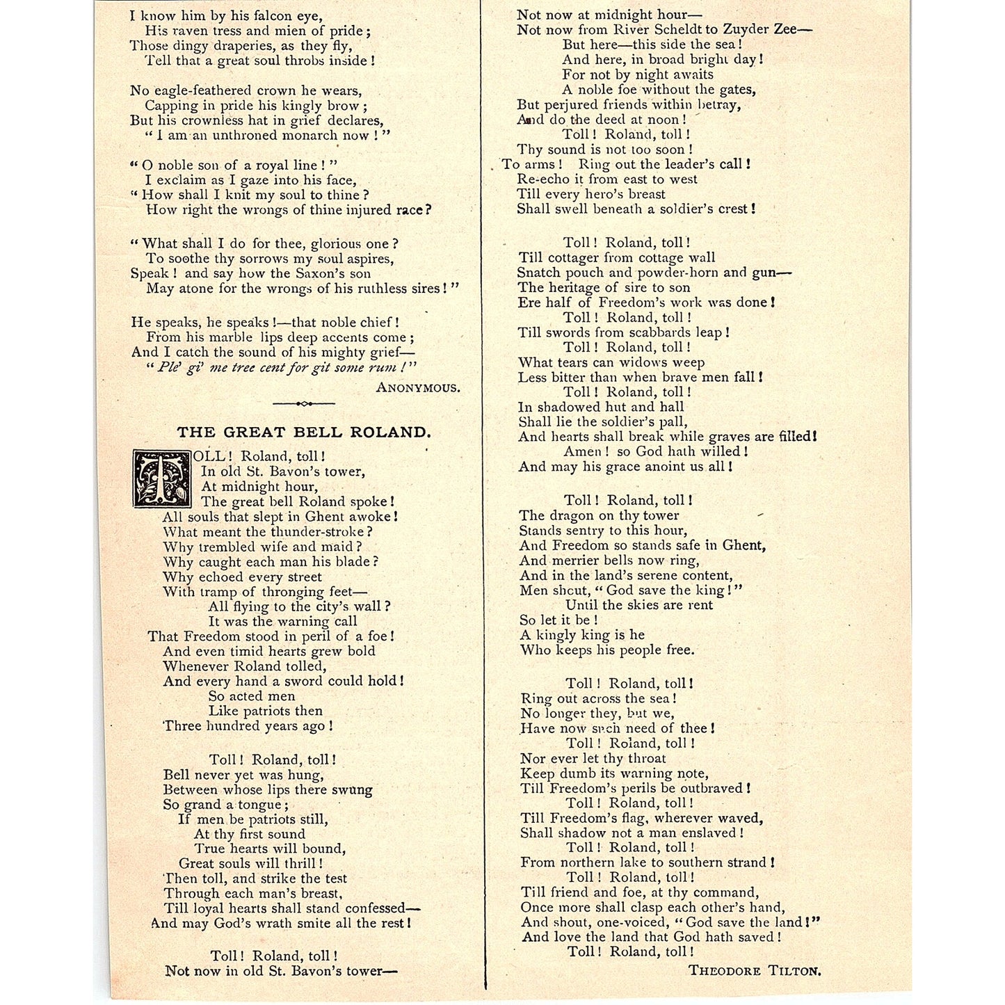 The Great Bell Roland - Theodore Tilton 1884 Poem AG3-1