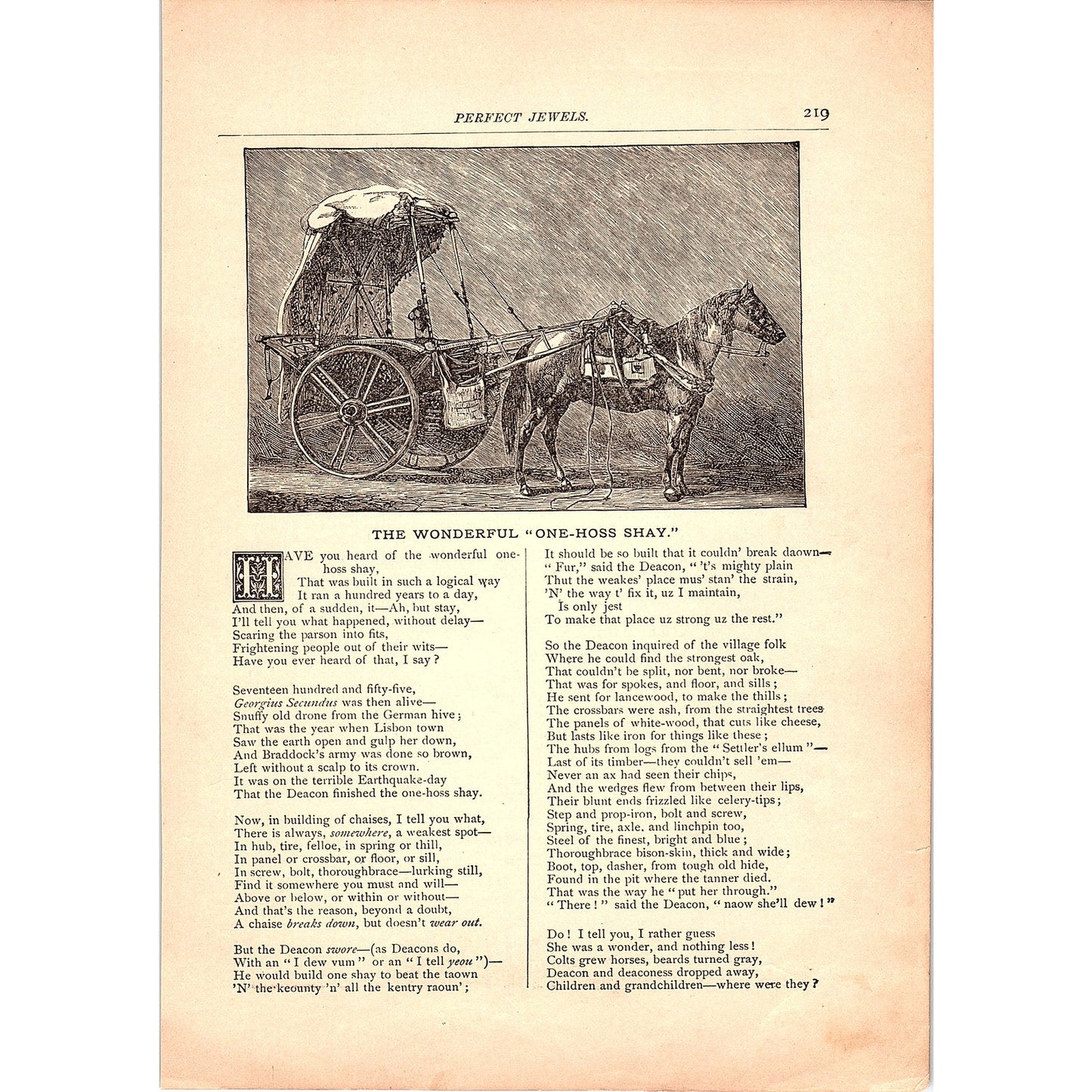 The Wonderful One-Hoss Shay - O.W. Holmes 1884 Poem TA5-CJ-2