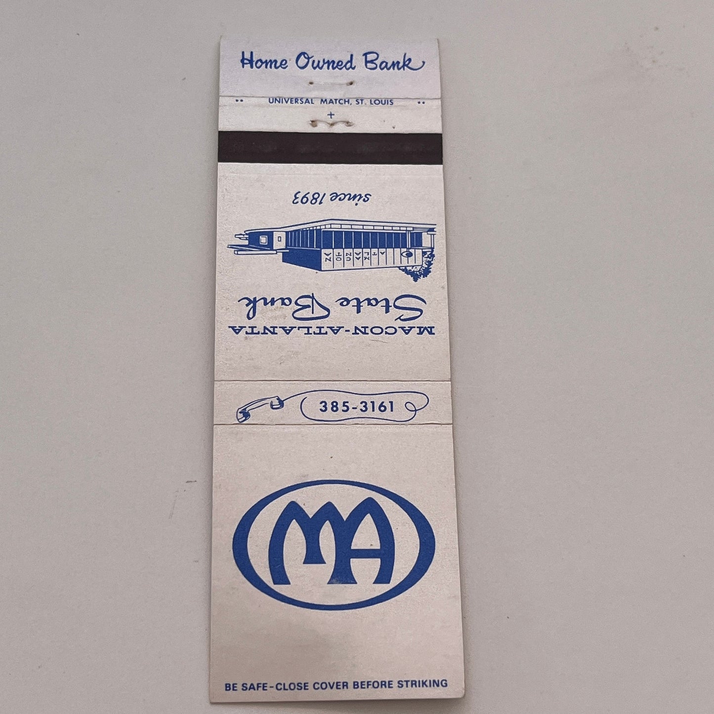 Macon-Atlanta State Bank Georgia Vintage Matchbook Cover TB6-MB2-3