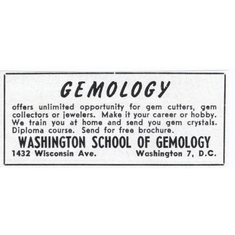 Washington School of Gemology Washington DC 1964 Magazine Ad AK6-S9