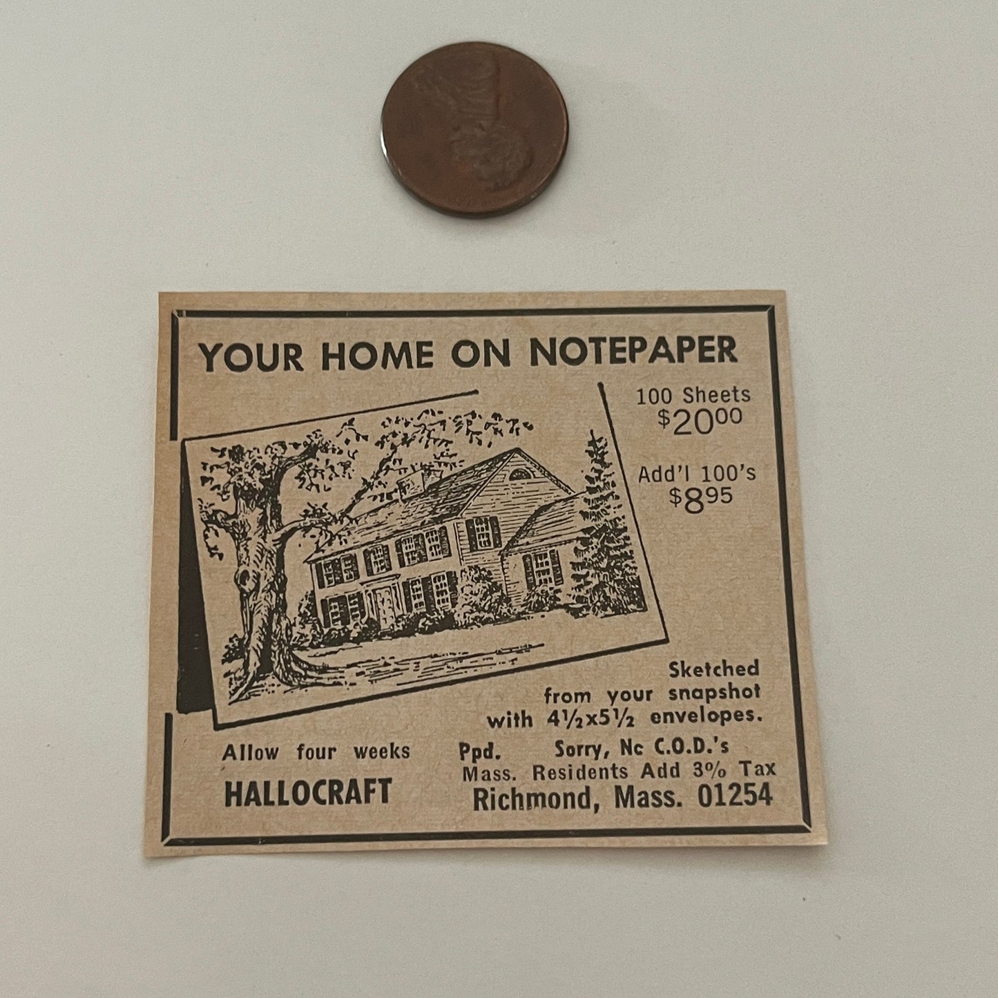 Hallocraft Your Home on Notepaper Richmond MA 1971 Magazine Ad SAG4-S14
