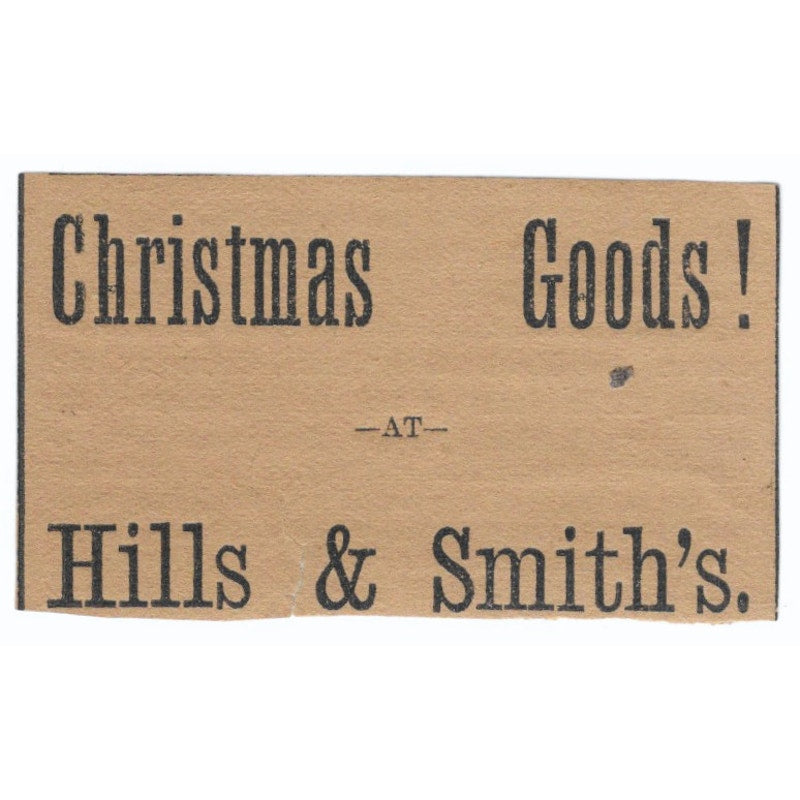 Hills & Smith's Christmas Goods Hartford 1886 Newspaper Ad AF7-SS8