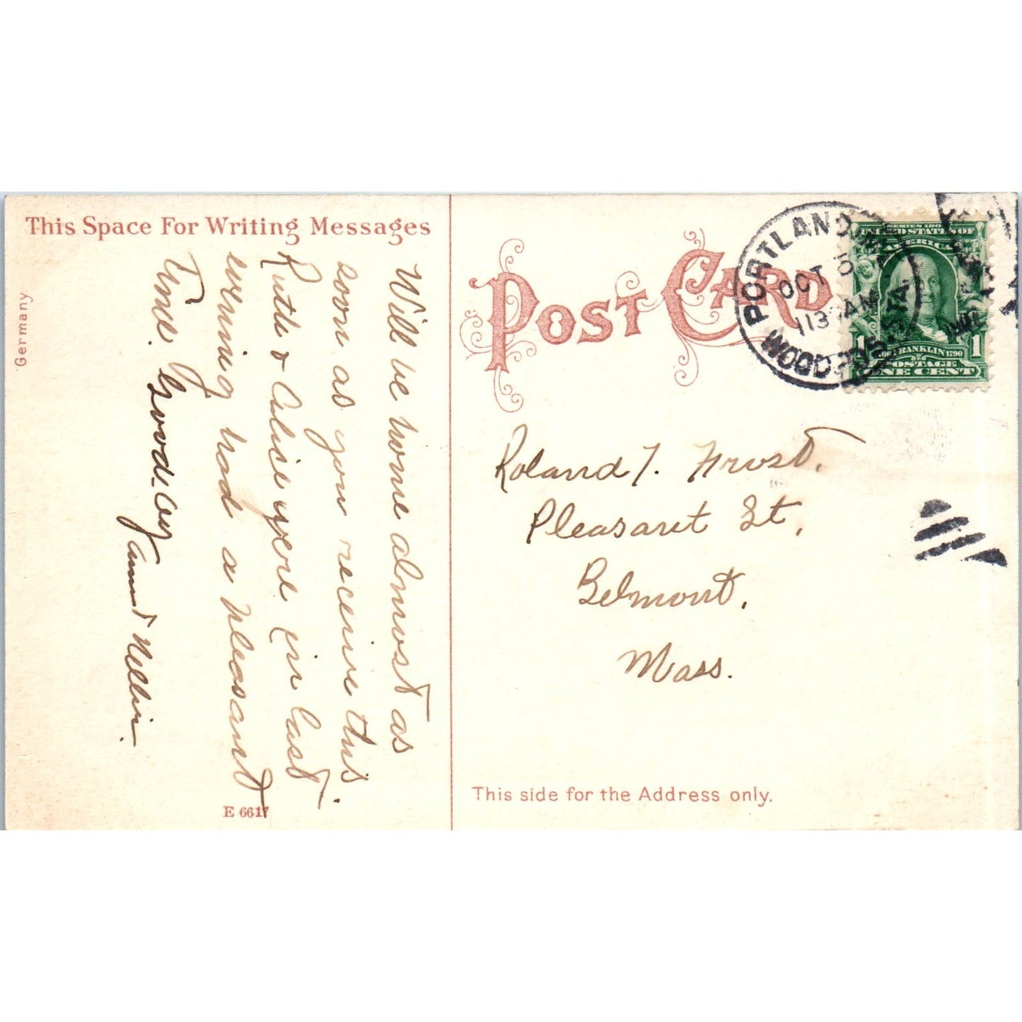 c1910 Lookout Underwood Spring Park Falmouth Maine Original Postcard PC10