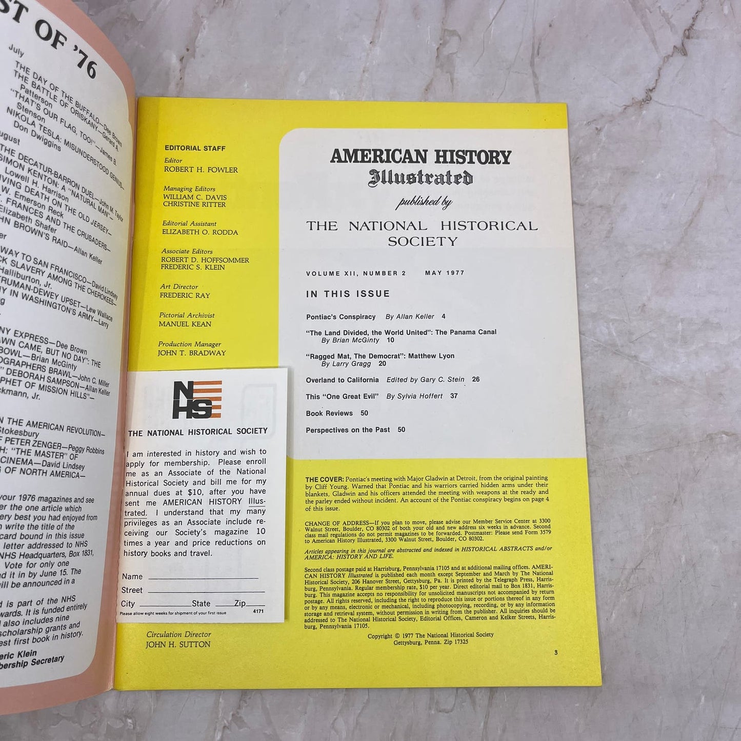 1977 May American History Illustrated Magazine Pontiac Meeting Major Gladwin M21