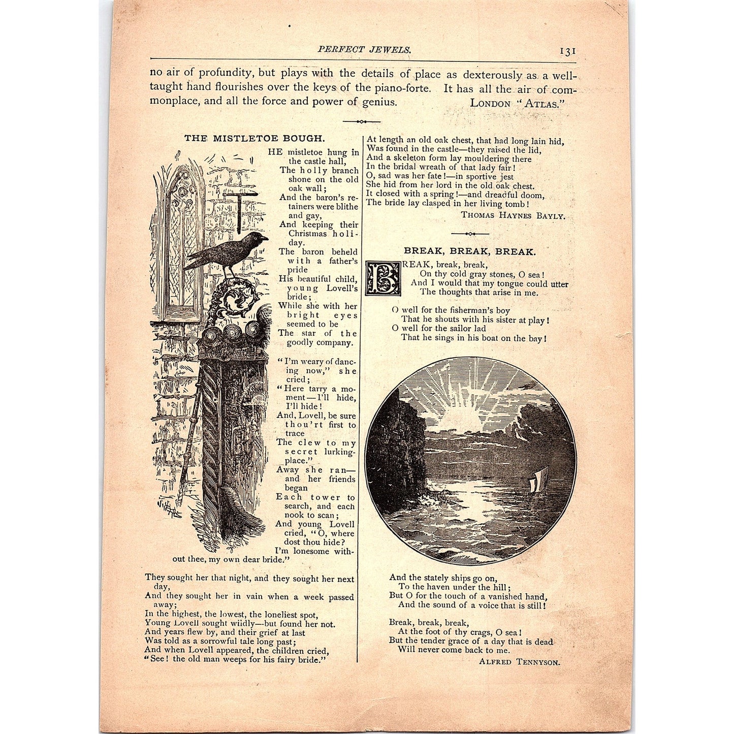 Afar in the Desert Thomas Pringle, Break Break Break Tennyson 1884 Poem TA5-CJ-3
