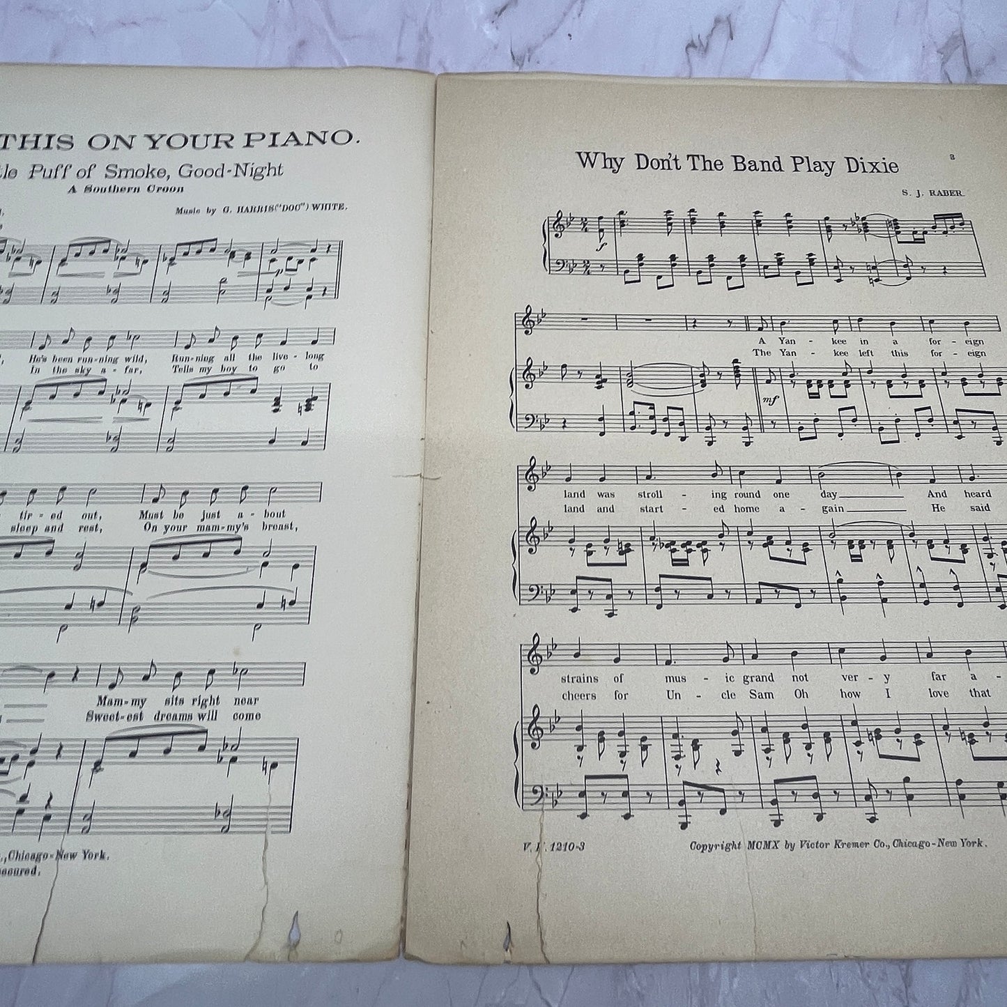 Why Don't The Band Play Dixie S.J. Raber 1910 Sheet Music V16