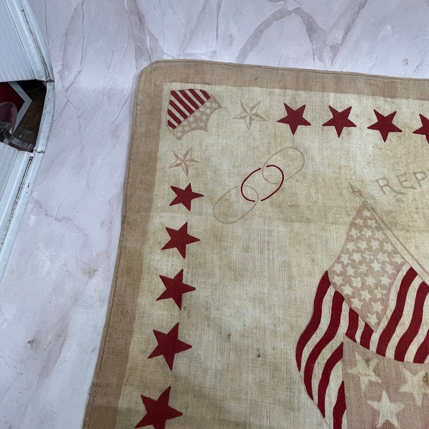 1888 RARE Republican Protection Benjamin Harrison Campaign Banner Flag D21