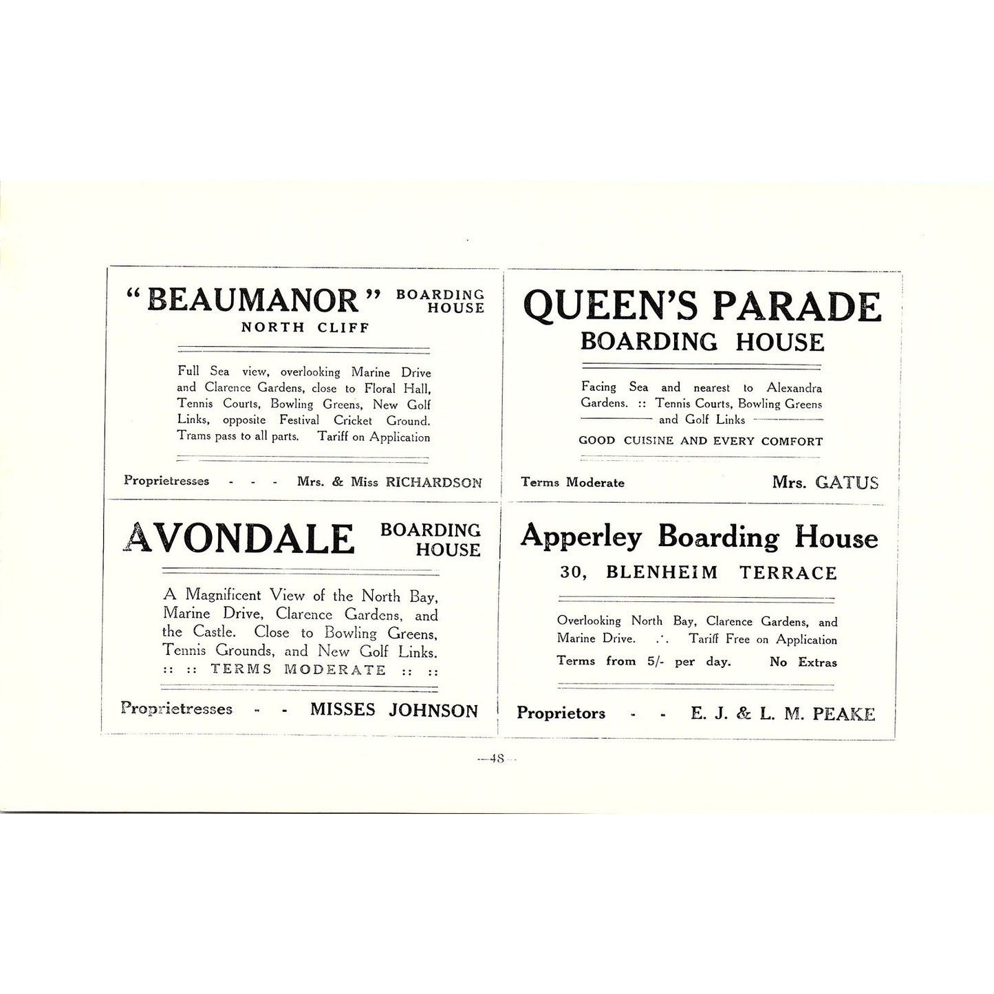 Southlands Private Hotel, Montpellier South Cliff Scarborough c1910 Ad AF3-9