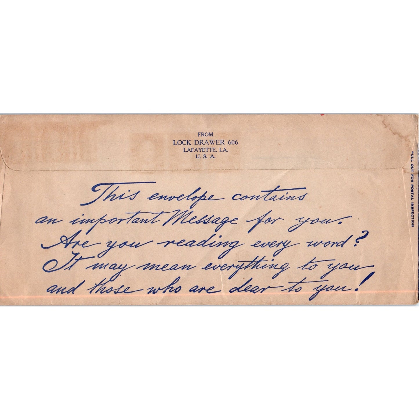 A New Deal From Lock Drawer 606 Lafayette LA Postal Cover Envelope TH9-L2