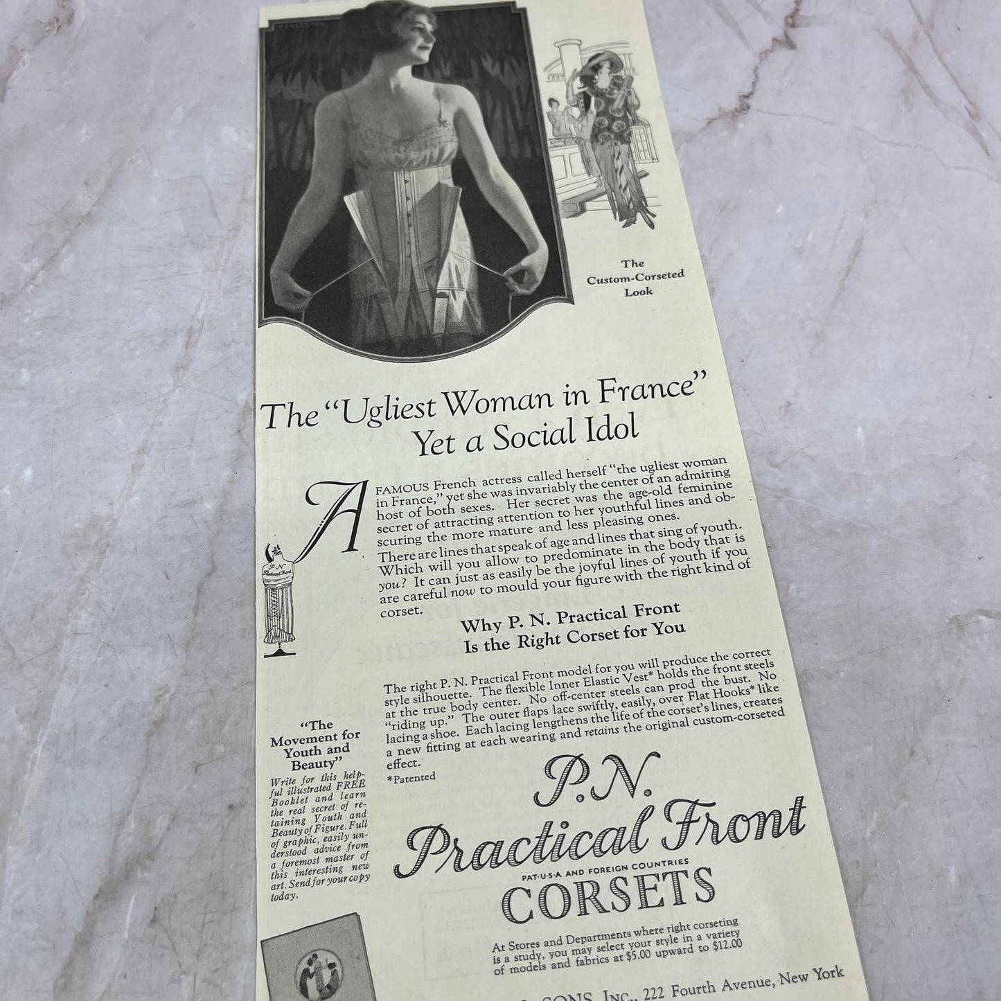 P.N. Practical Front Corsets I. Newman and Sons Boston 1924 Magazine Ad FL6-11