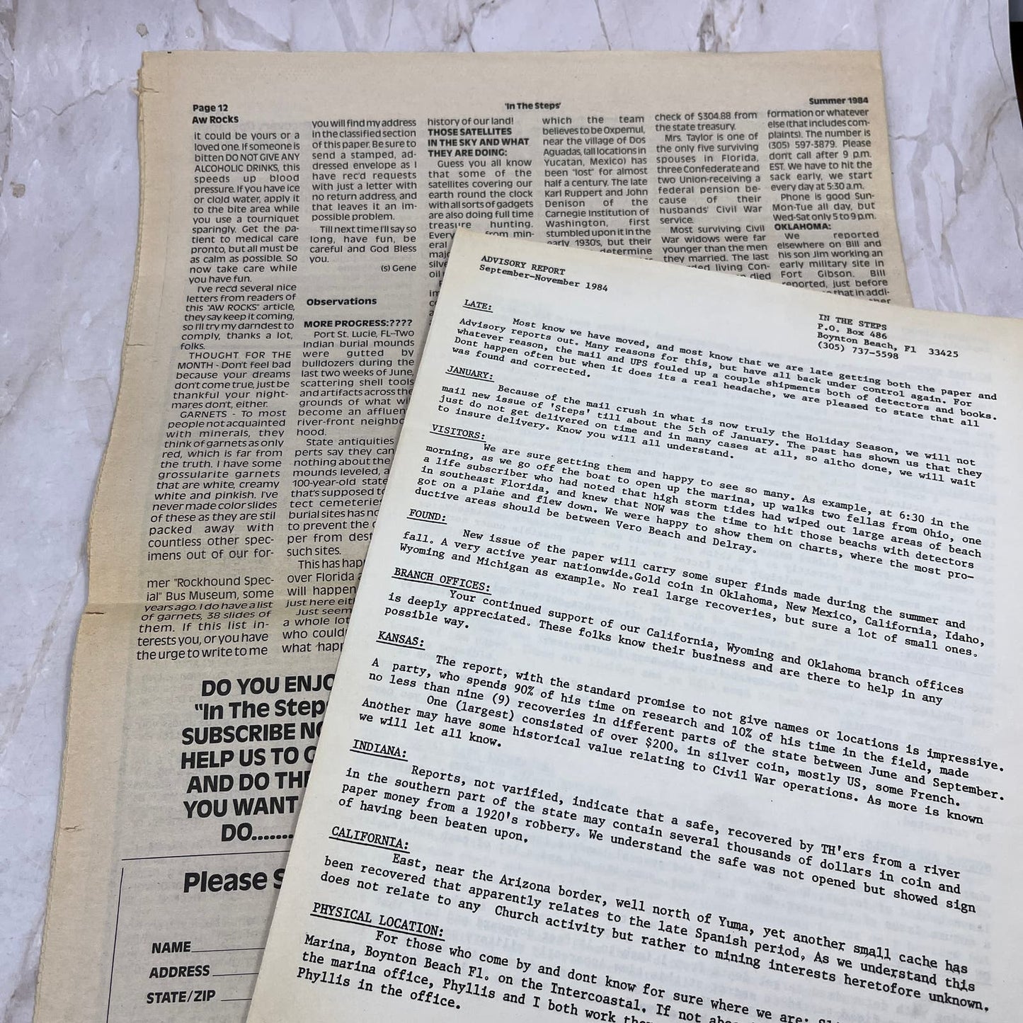 1984 Summer - In the Steps of the Treasure Hunter Newspaper - Indiantown FL M11