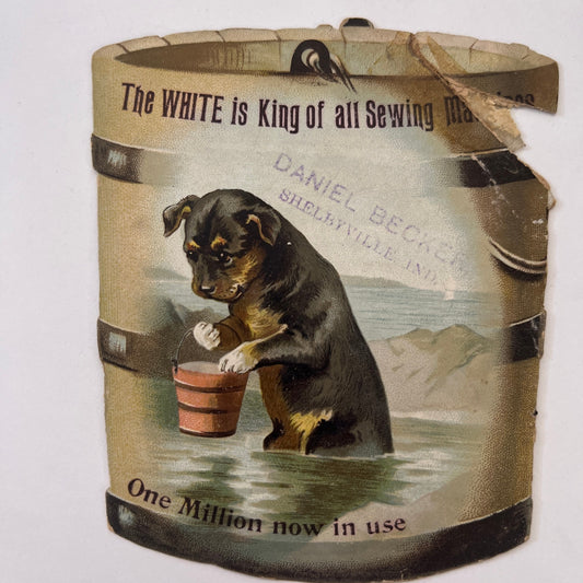Dog With Bucket Daniel Becker Shelbyville IN 1880s Victorian Trade Card AG8-H4