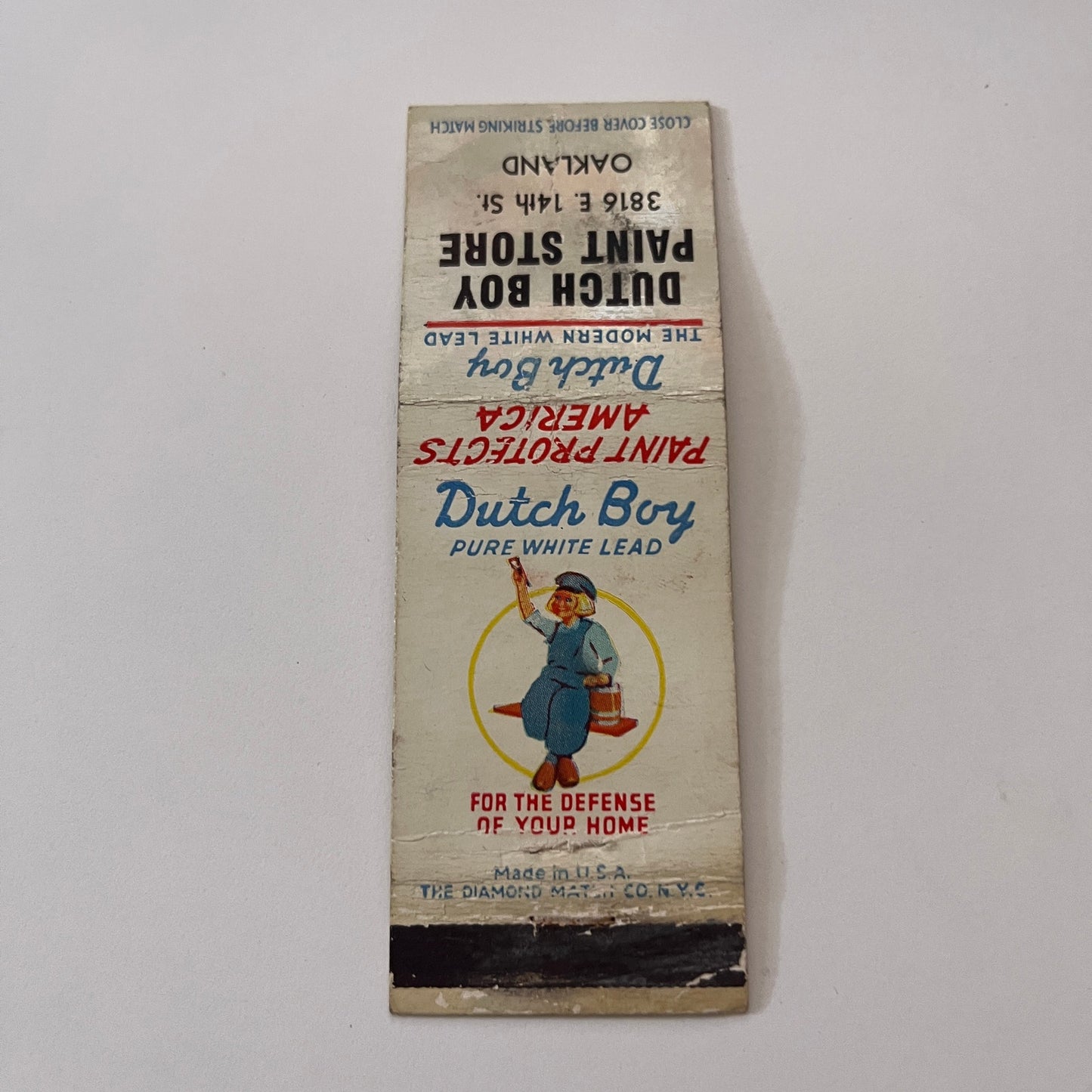 Dutch Boy Paint Store 3816 E 14th St Oakland Vintage Matchbook Cover TB6-MB2-1