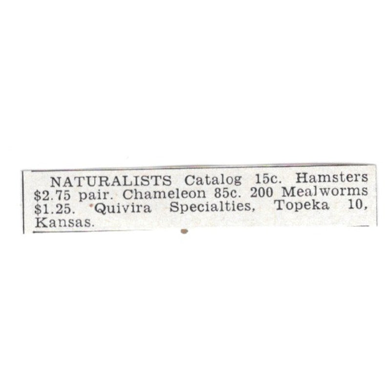 Naturalists Supplies - Quivira Specialties Topeka Kansas 1955 Ad AG1-S5