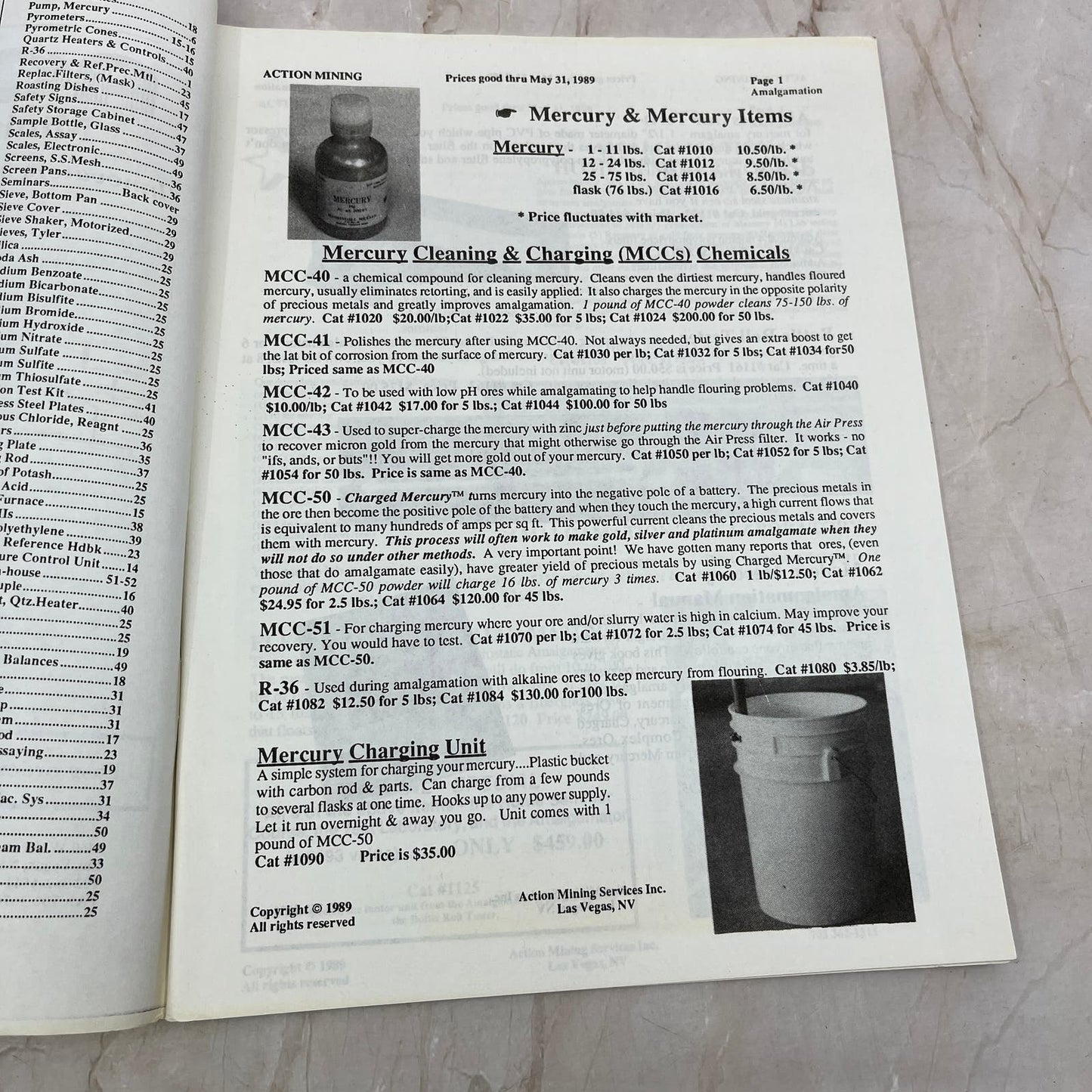 Action Mining Services 1989 Catalog Amalgamation Assaying Books M19