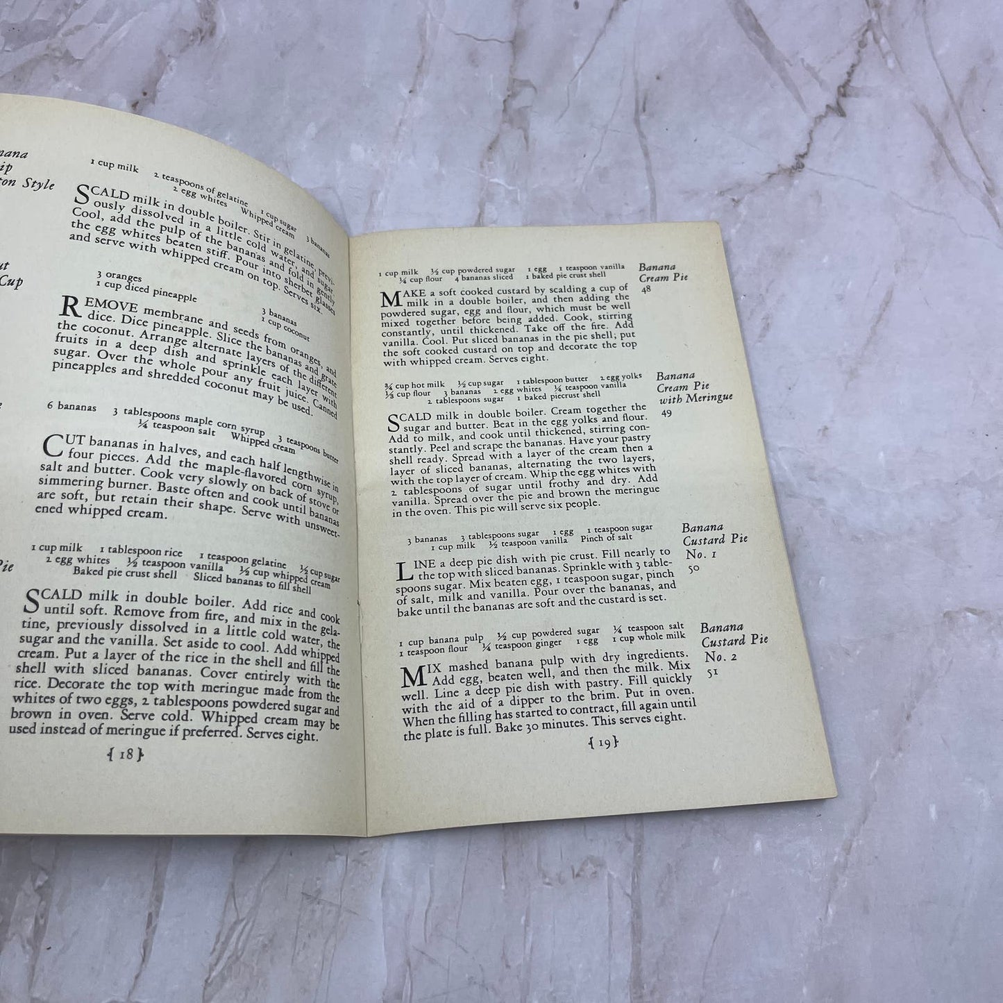 1926 - 83 Banana Recipes Cookbook Fruit Dispatch Company New York TG8-VW