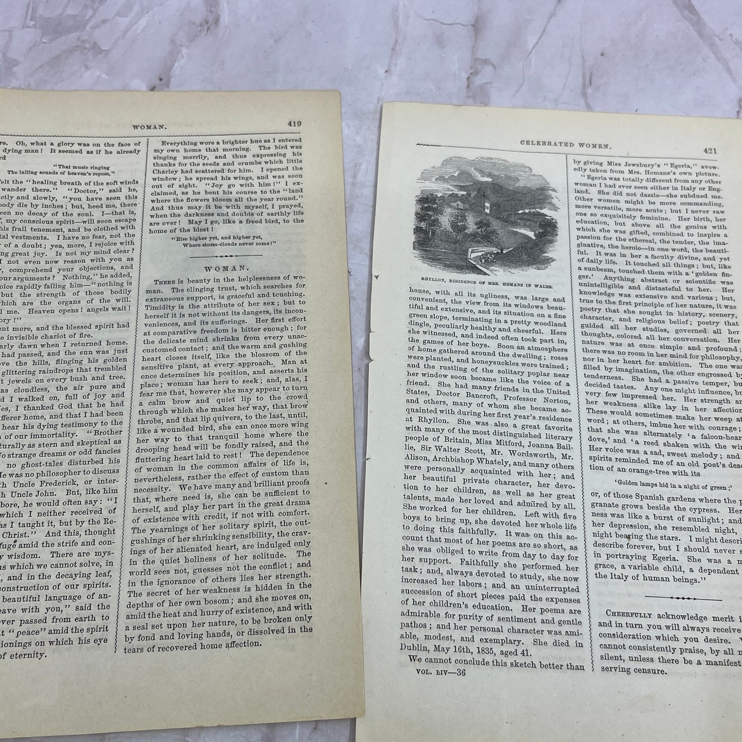 1857 Original Article on Celebrated Women - Mrs. Felicia Hemans D19