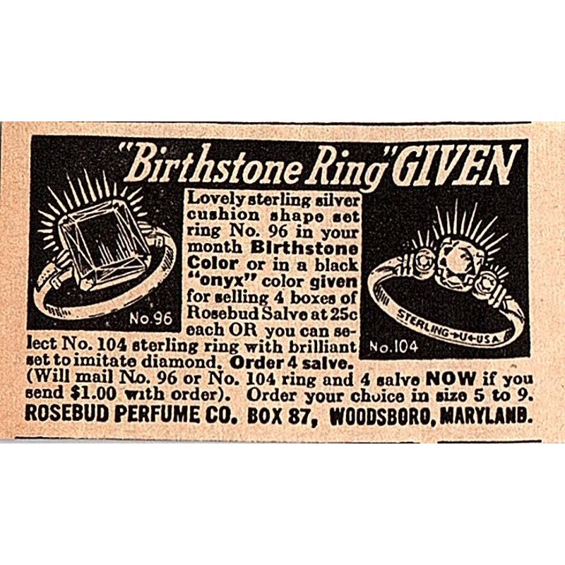 Birthstone Rings - Rosebud Perfume Co Woodsboro MD 1948 Ad AF8-S1