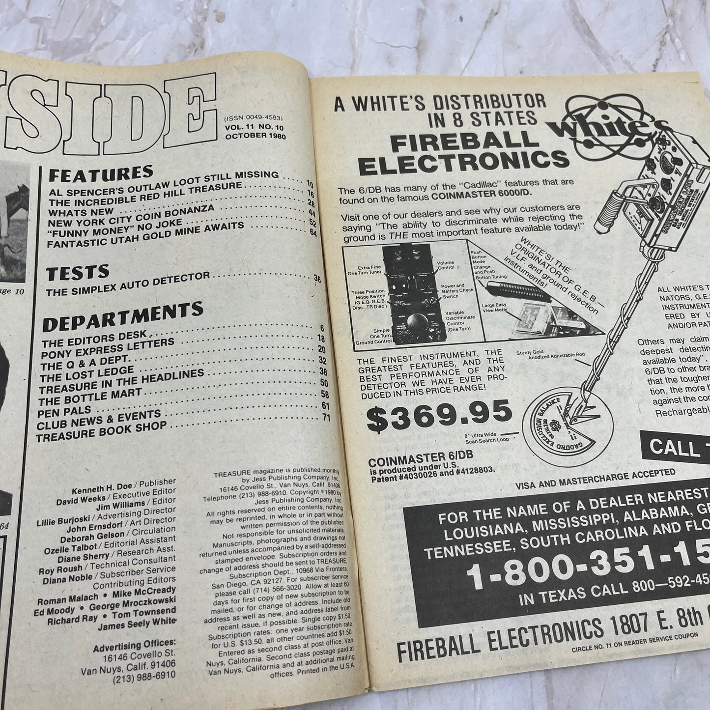 1980 Oct - Treasure Magazine - Treasure Hunting Metal Detecting Gold Coins M10