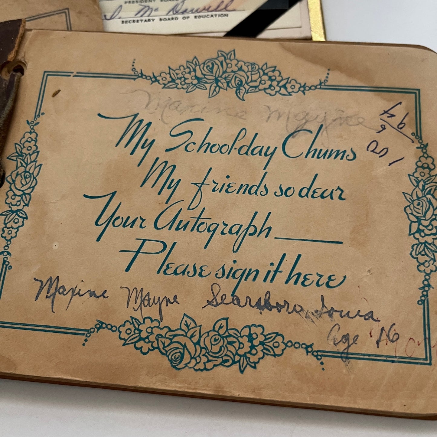 1950s Maxine Faye Mayne Searsboro Iowa Consolidated School Diploma Ephemera TK2