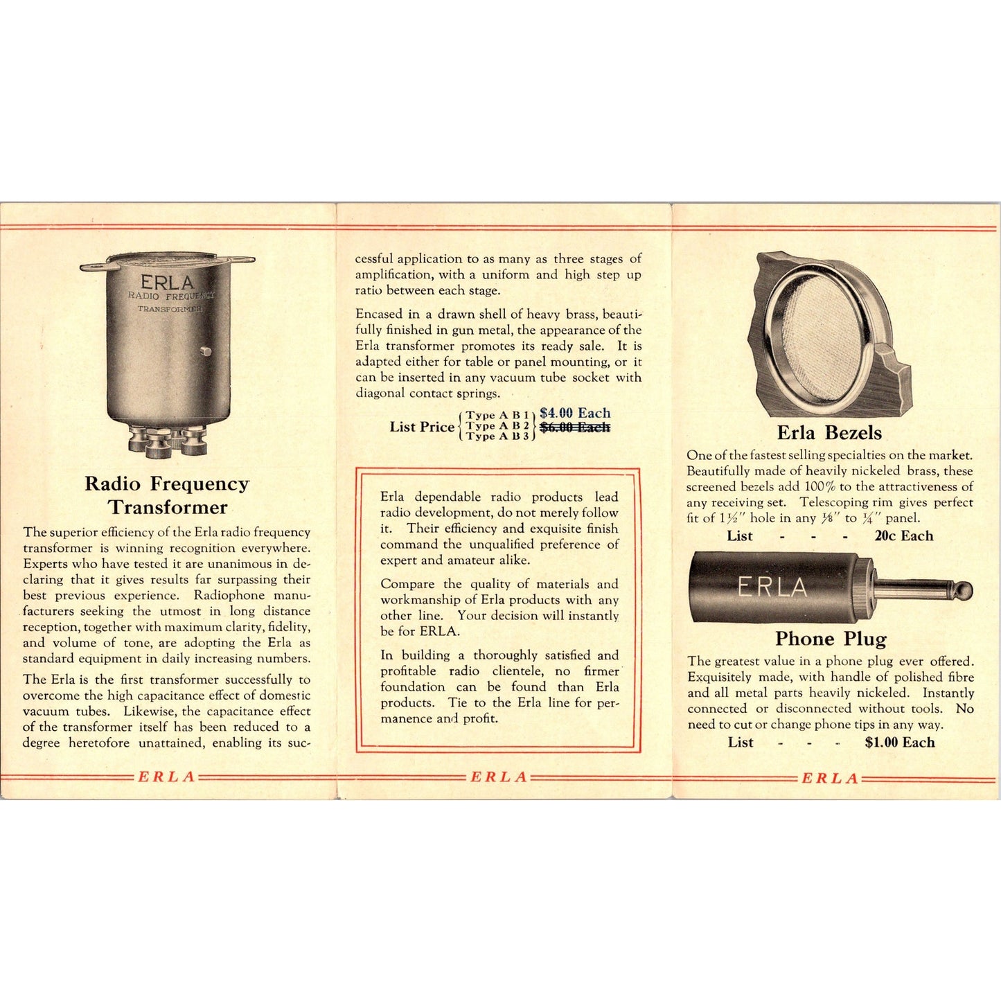 ERLA Dependable Radio Products Brochure Electrical Research Labs Chicago K23