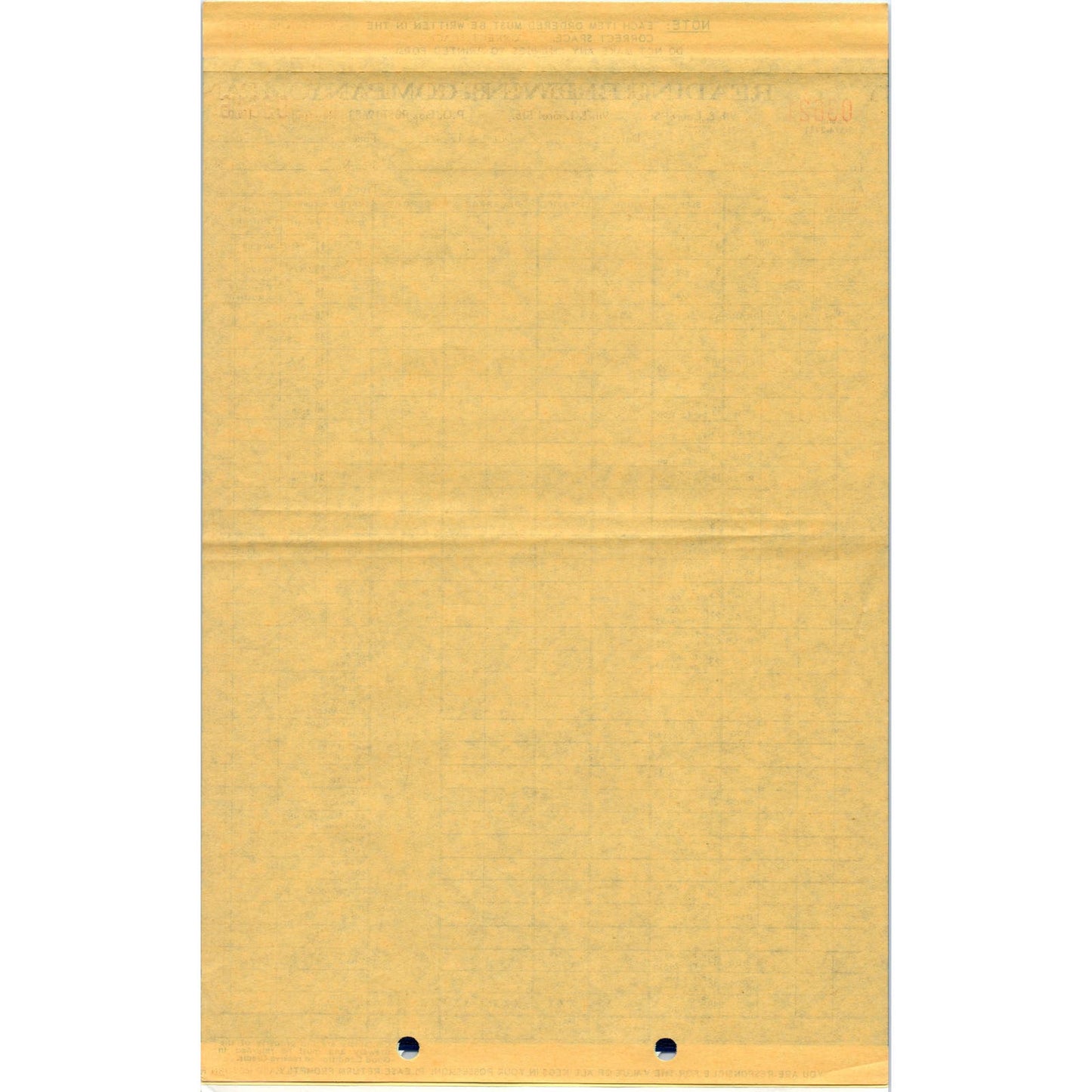 Vintage Reading Brewing Company Order Form Blank PA TG8-VW