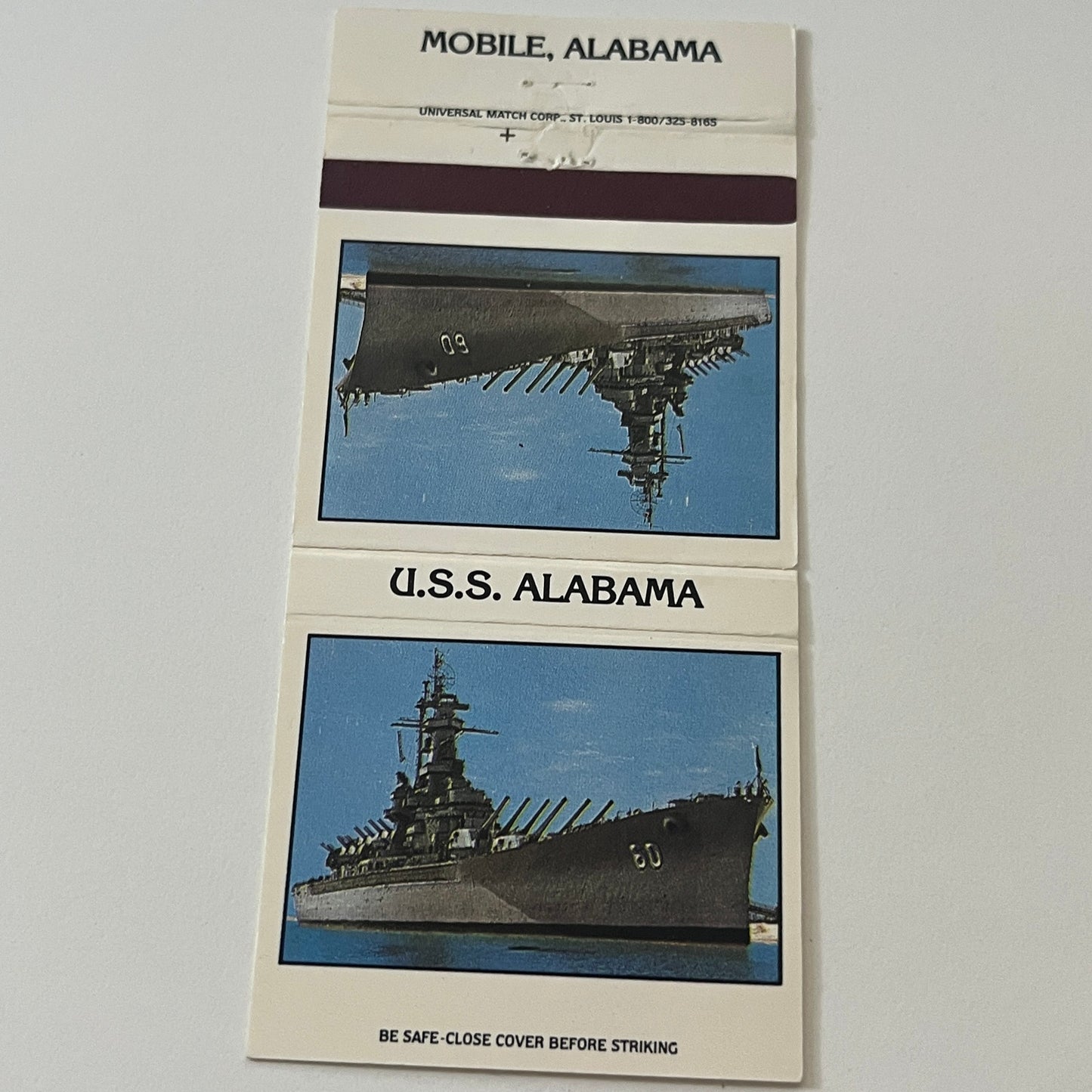 USS Alabama Mobile AL Vintage Matchbook Cover TB6-MB2-6