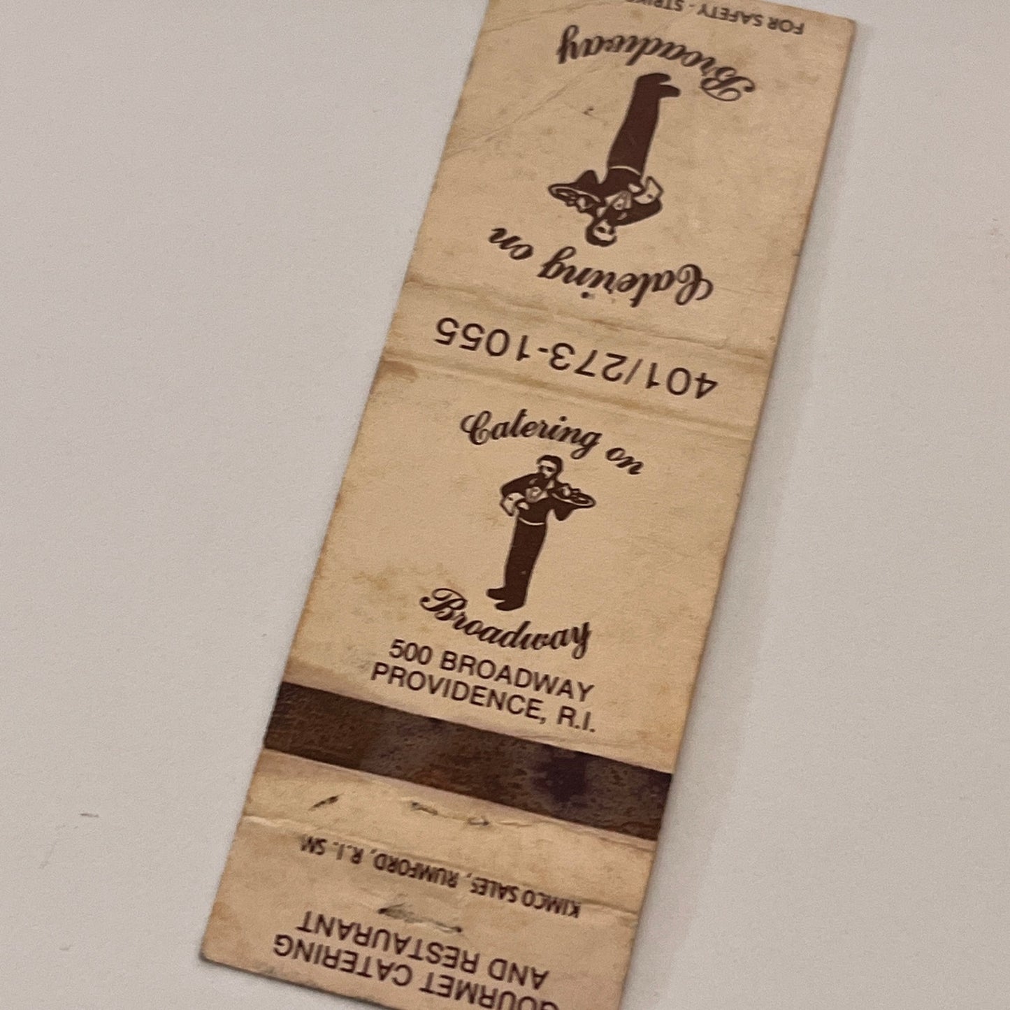 Catering on Broadway Providence RI Vintage Matchbook Cover TB6-MB2-2