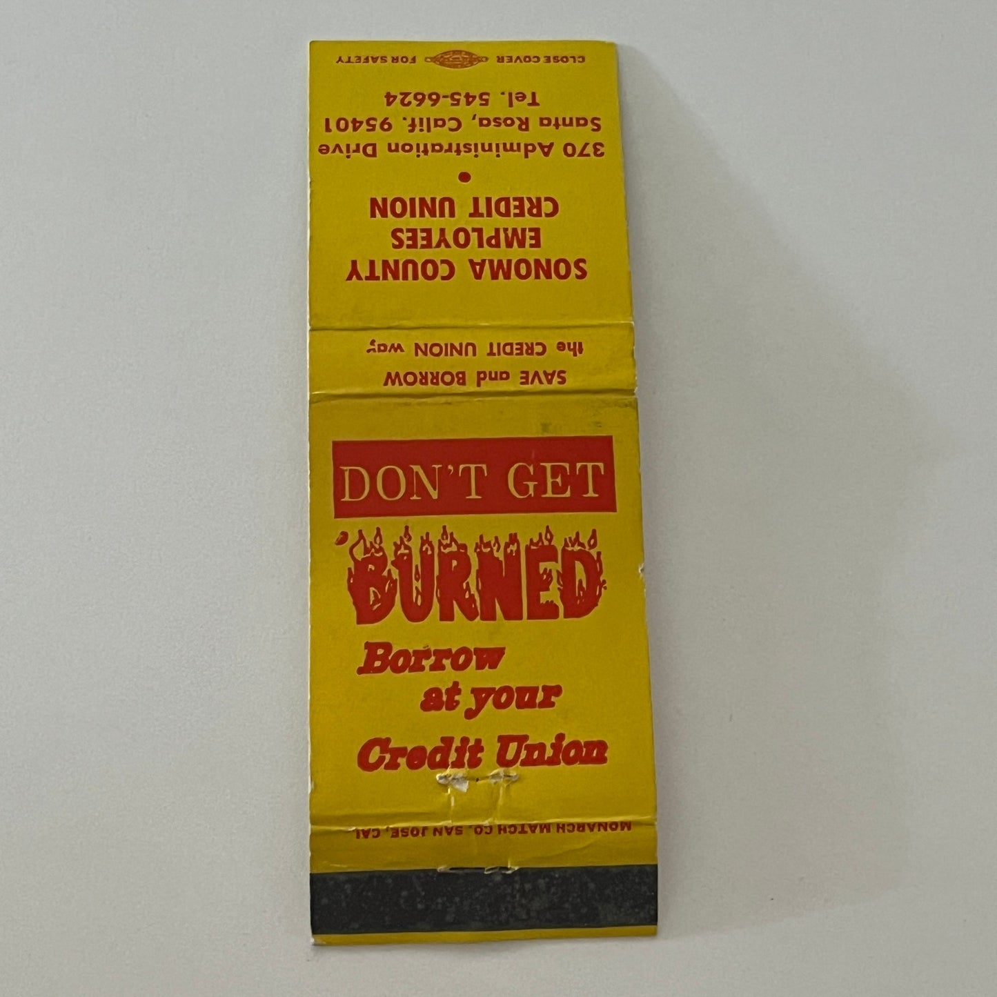 Sonoma County Employee Credit Union Santa Rosa CA Matchbook Cover MM5-9