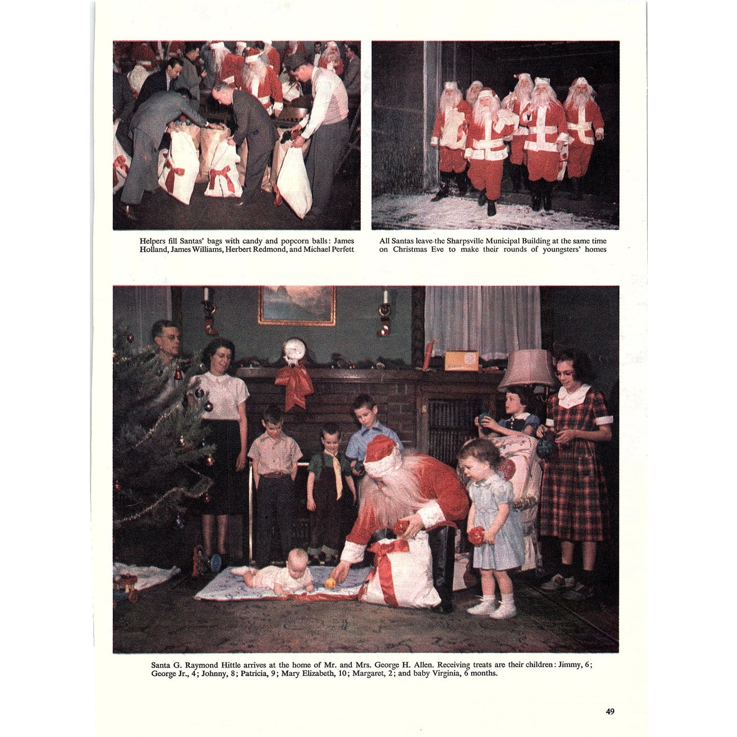 Sharpsville Pennsylvania's 45 Santas Christmas 2 Pages 1953 Clip V26-4