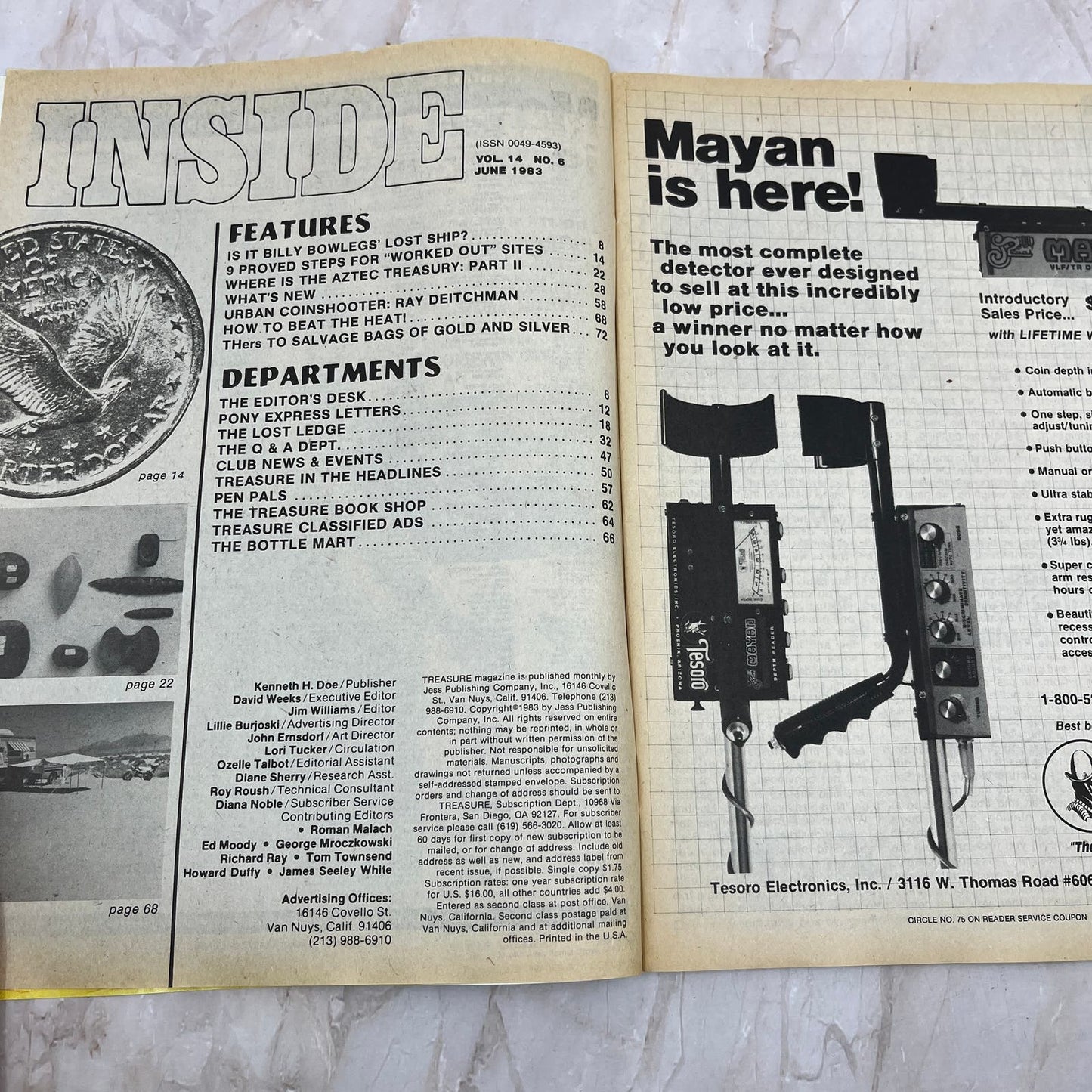 1983 June - Treasure Magazine - Treasure Hunting Metal Detecting Gold Coins M10