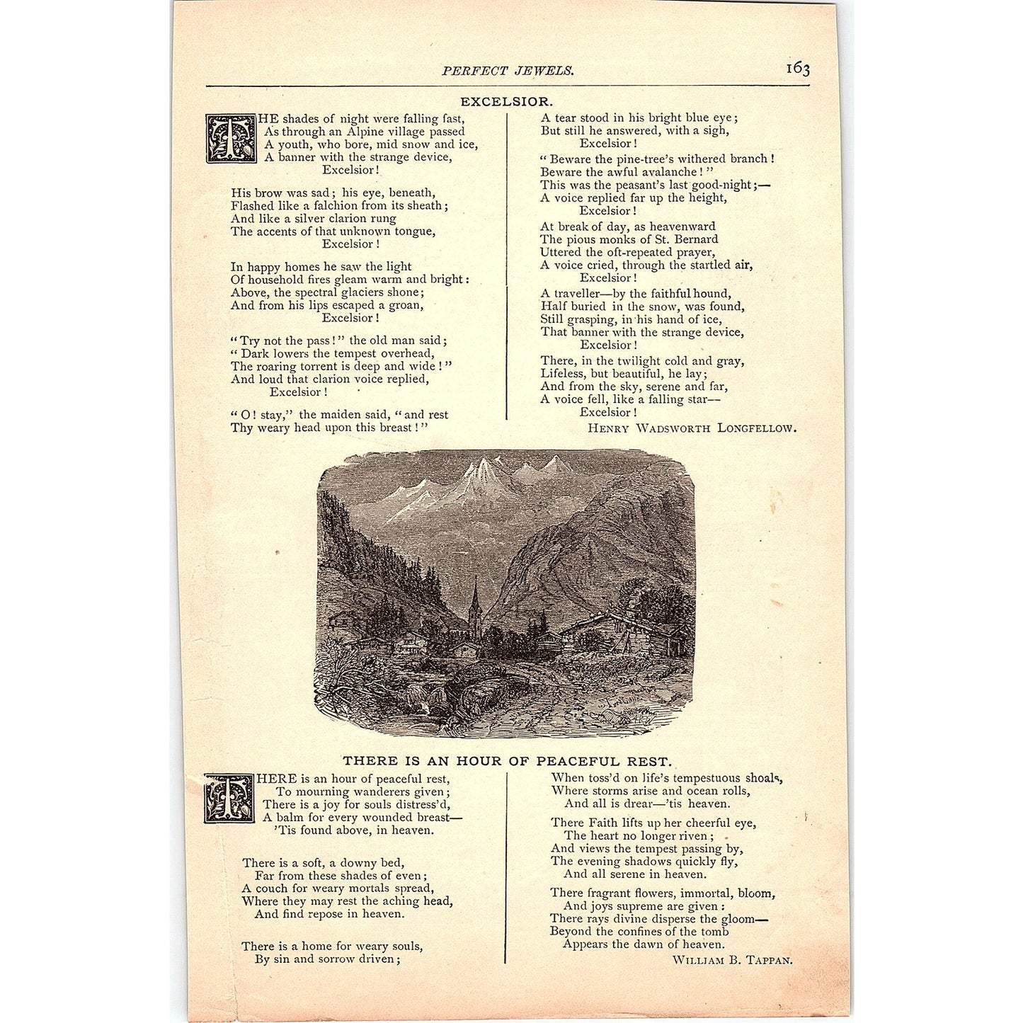 Excelsior Longfellow, Hour of Peaceful Rest William B Tappan 1884 Poem TA5-CJ-3