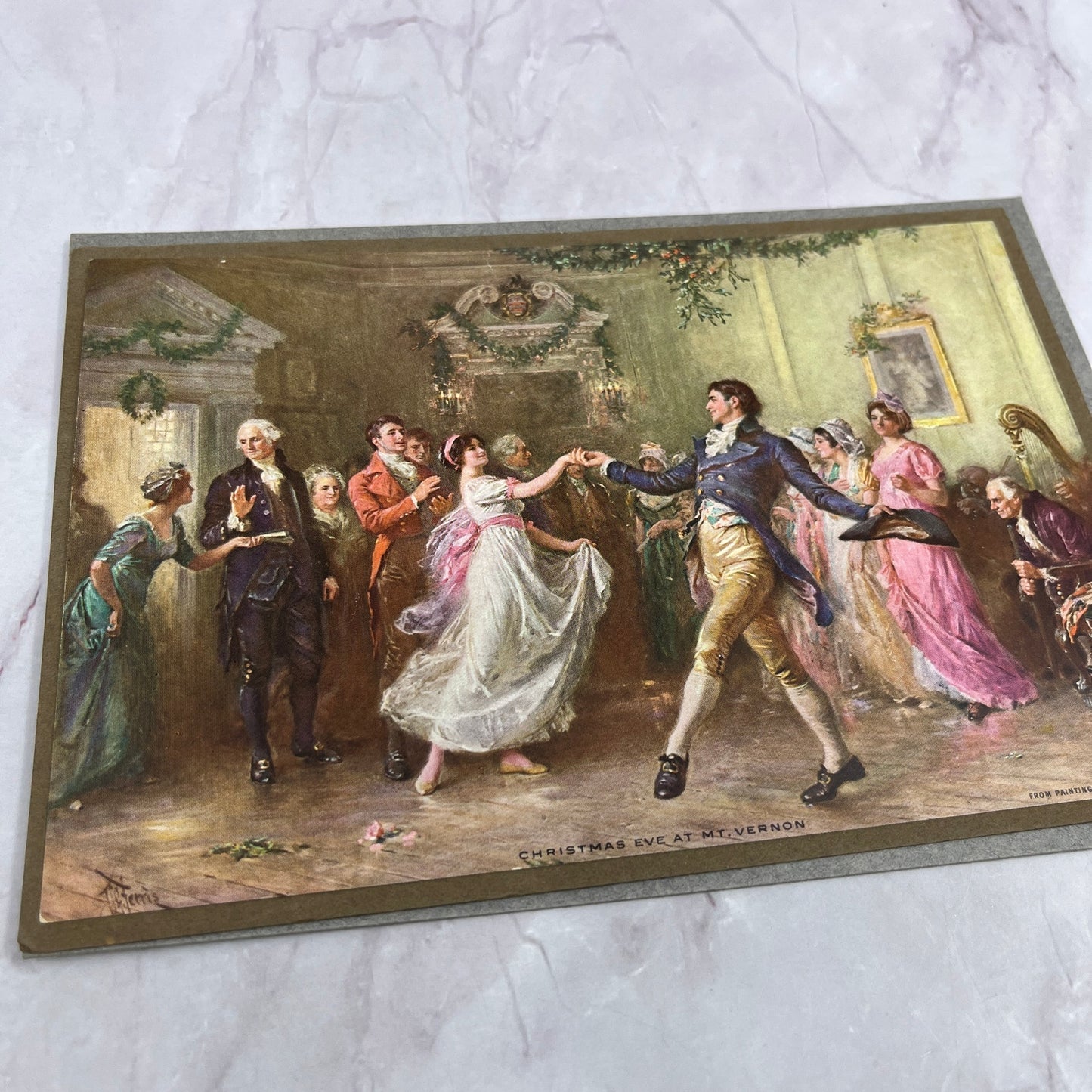 Christmas Eve at Mount Vernon 5x7" J.L.G. Ferris 1910 Lithograph Print TC5-LP1