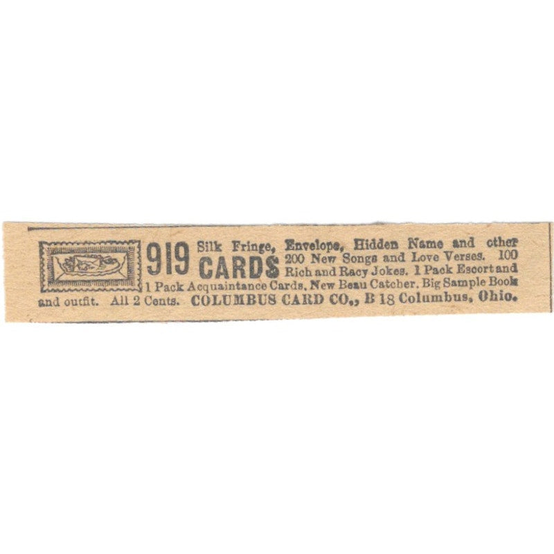 Columbus Card Co 919 Cards Ohio 1910 Magazine Ad AF1-SS8