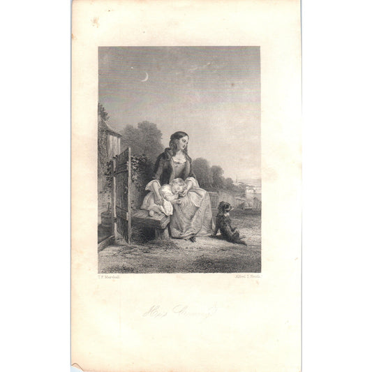 He's Coming - The Exile's Child 1857 Original Art Engraving D19-4
