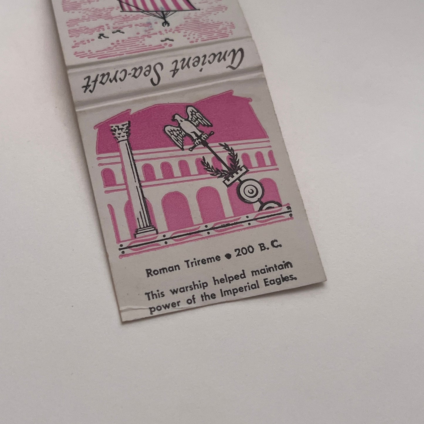 Ancient Sea-Craft Roman Trireme Vintage Matchbook Cover TB8-MB2-2