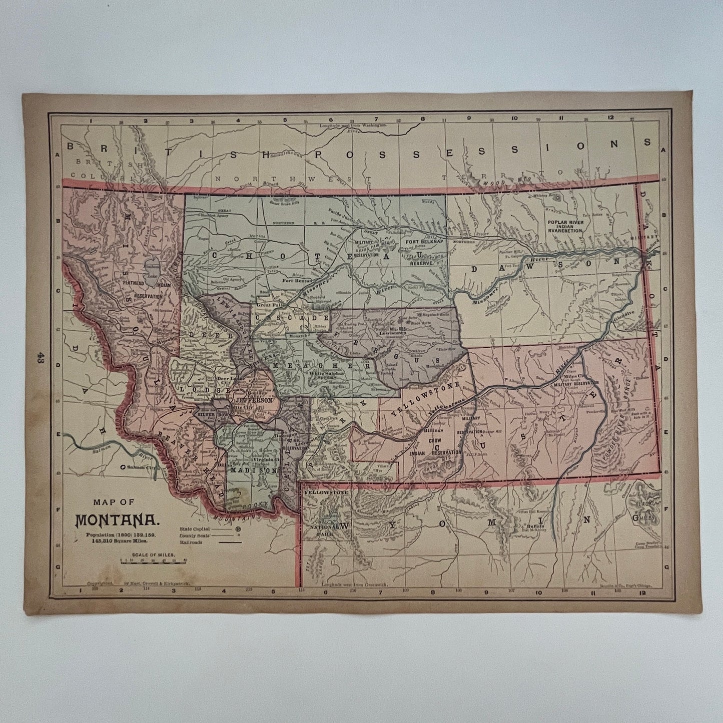 Map of Idaho, Wyoming, and Montana 1894 Map SV1-6