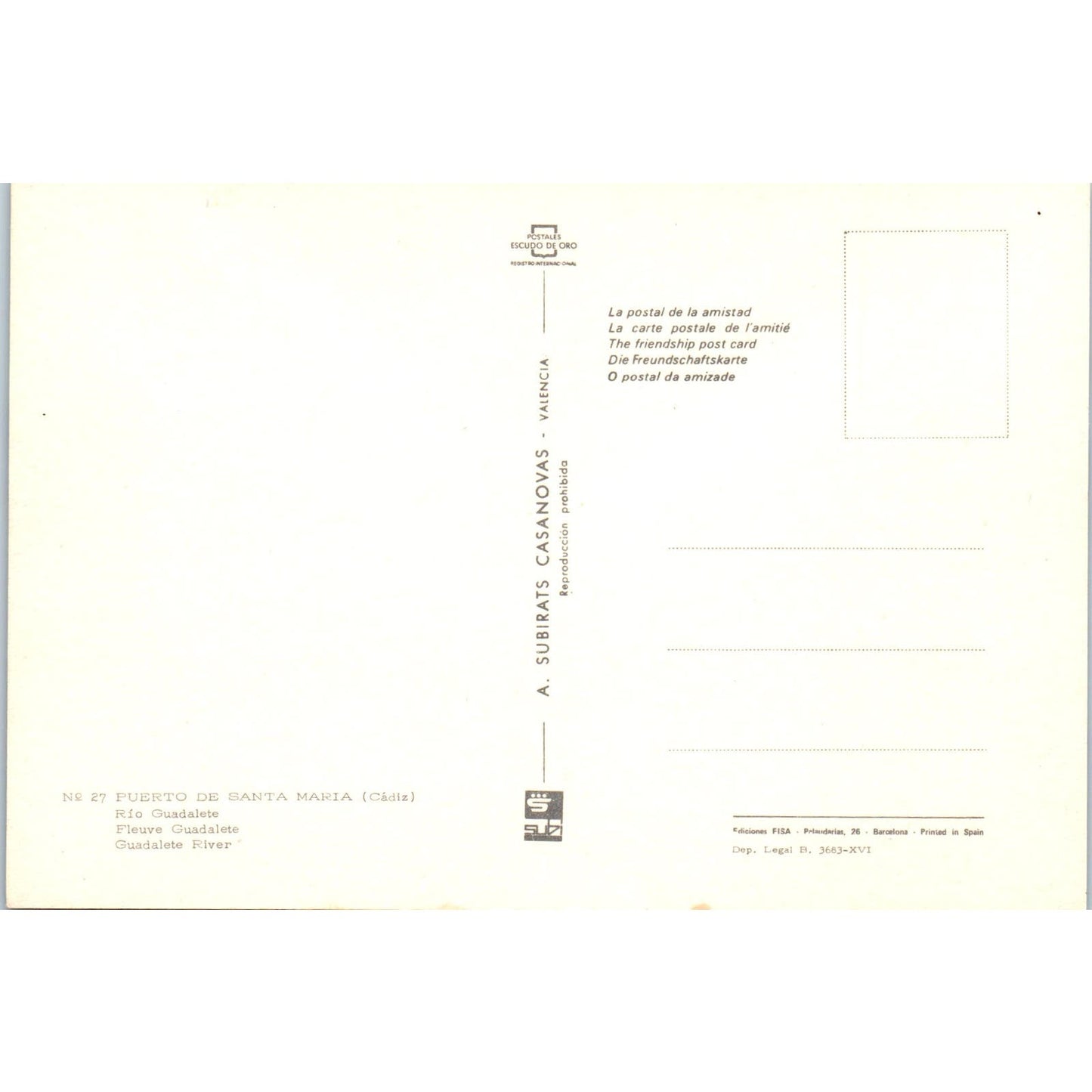 Puerto De Santa Maria Cadiz Rio Guadalete Vintage Postcard PD1