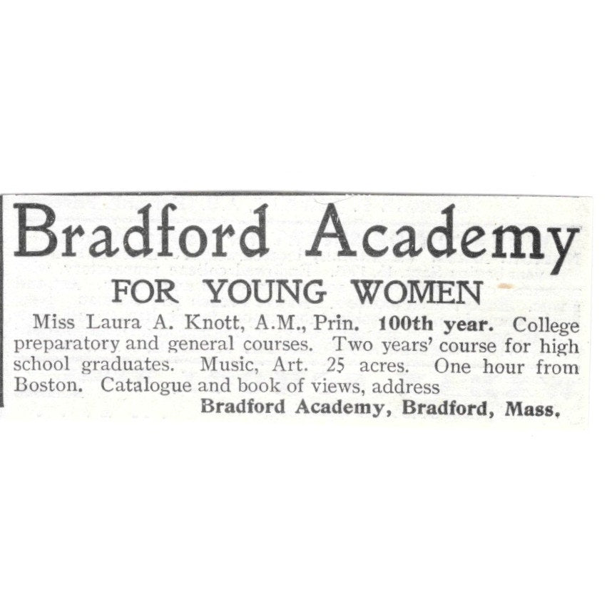 Bradford Academy for Young Women Laura A. Knott MA 1903 Ad AG3-S12