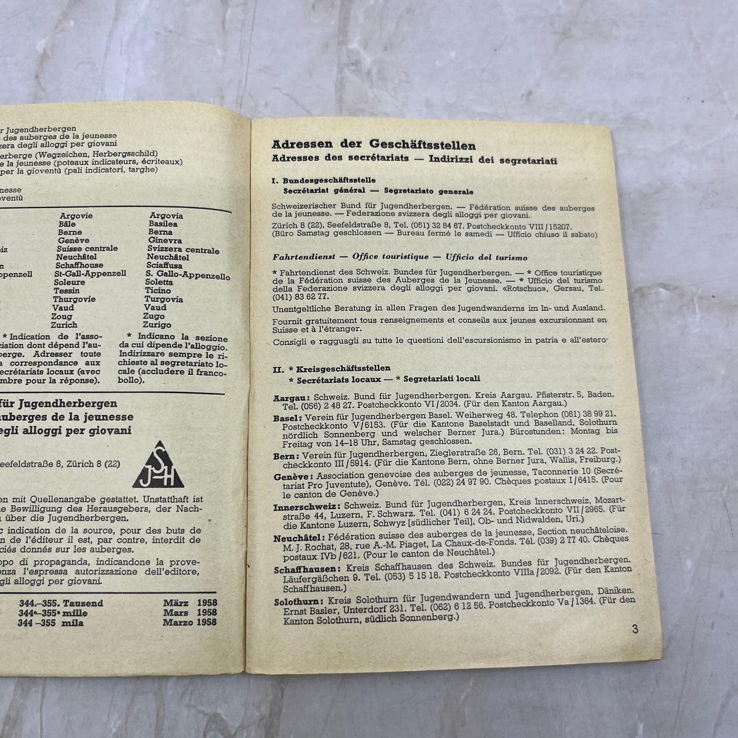 1958 Switzerland Travel Guide Booklet Written in German TI9-P2