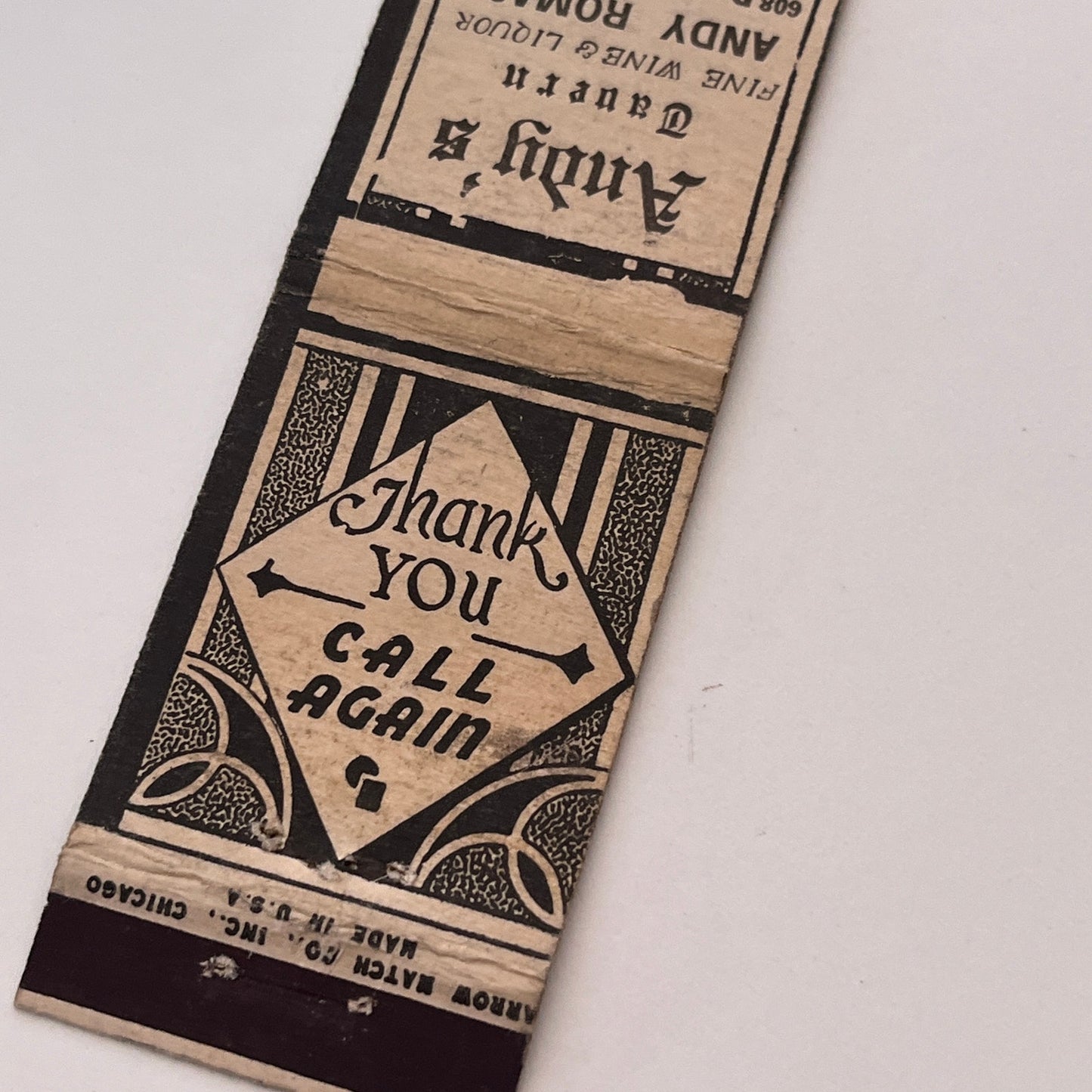 Andy's Tavern Andy Romas St. Antigo WI Vintage Matchbook Cover TB6-MB2-3