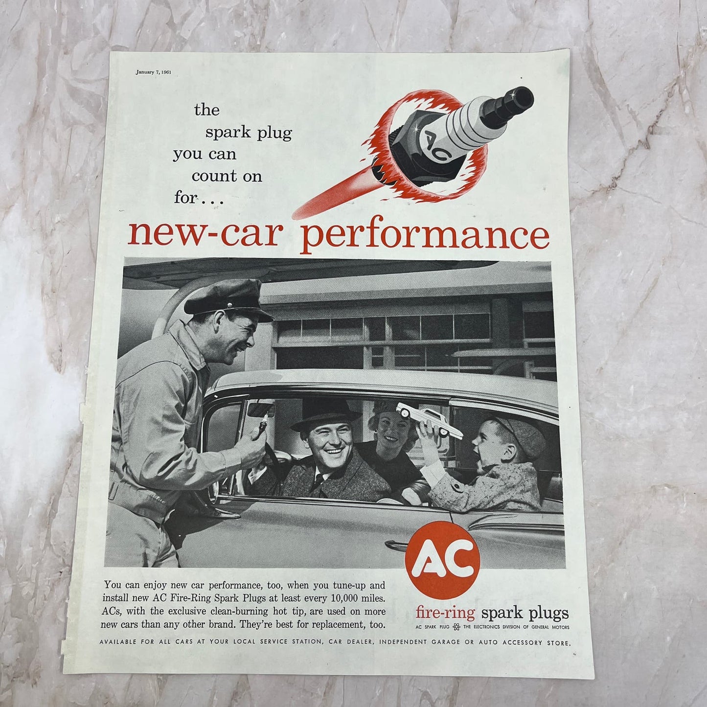 1961 AC Fire Ring Spark Plugs 10x13 Magazine Advertisement FL6-7