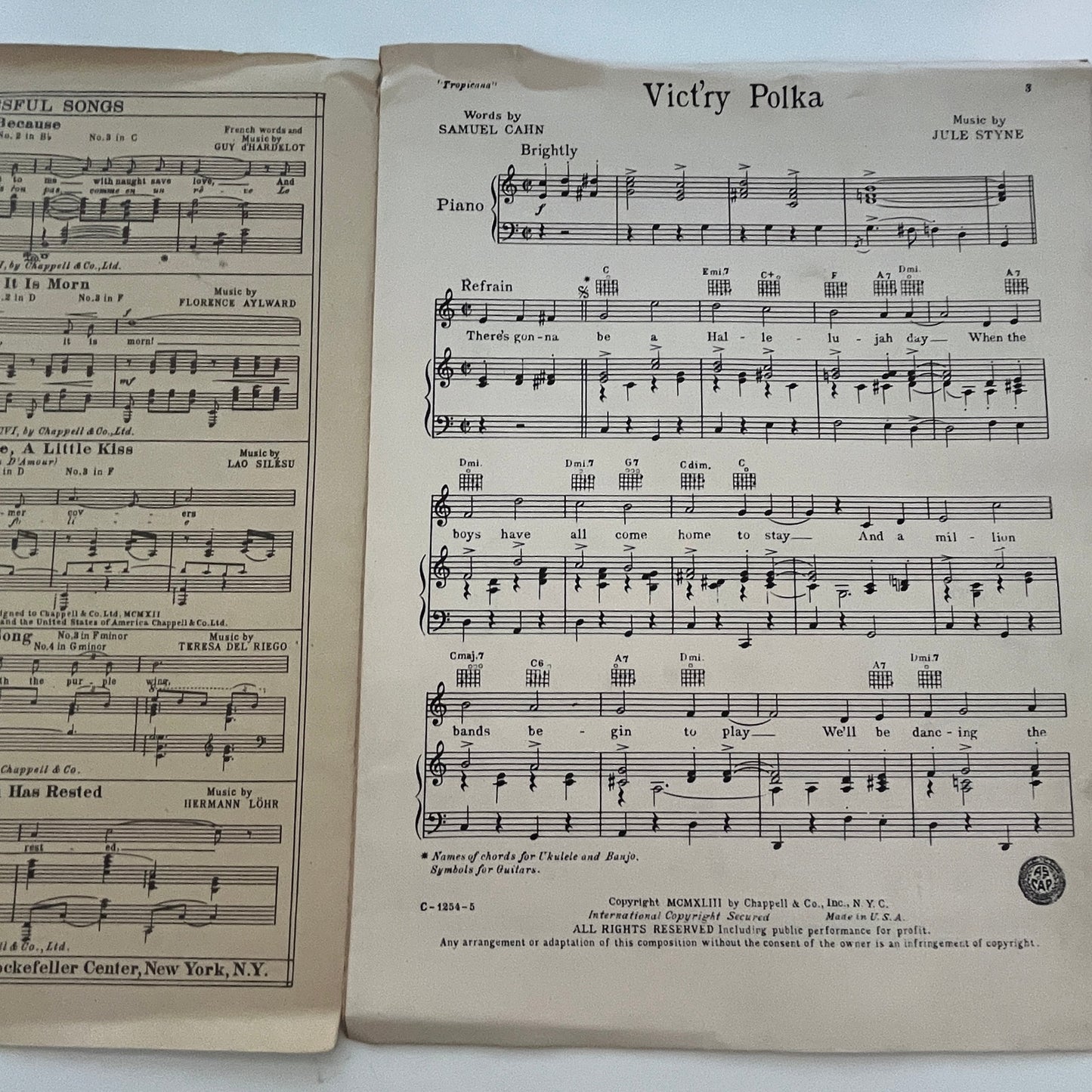 1943 Vict'ry Polka Sheet Music WWII Samuel Cahn Jule Styne V1-8