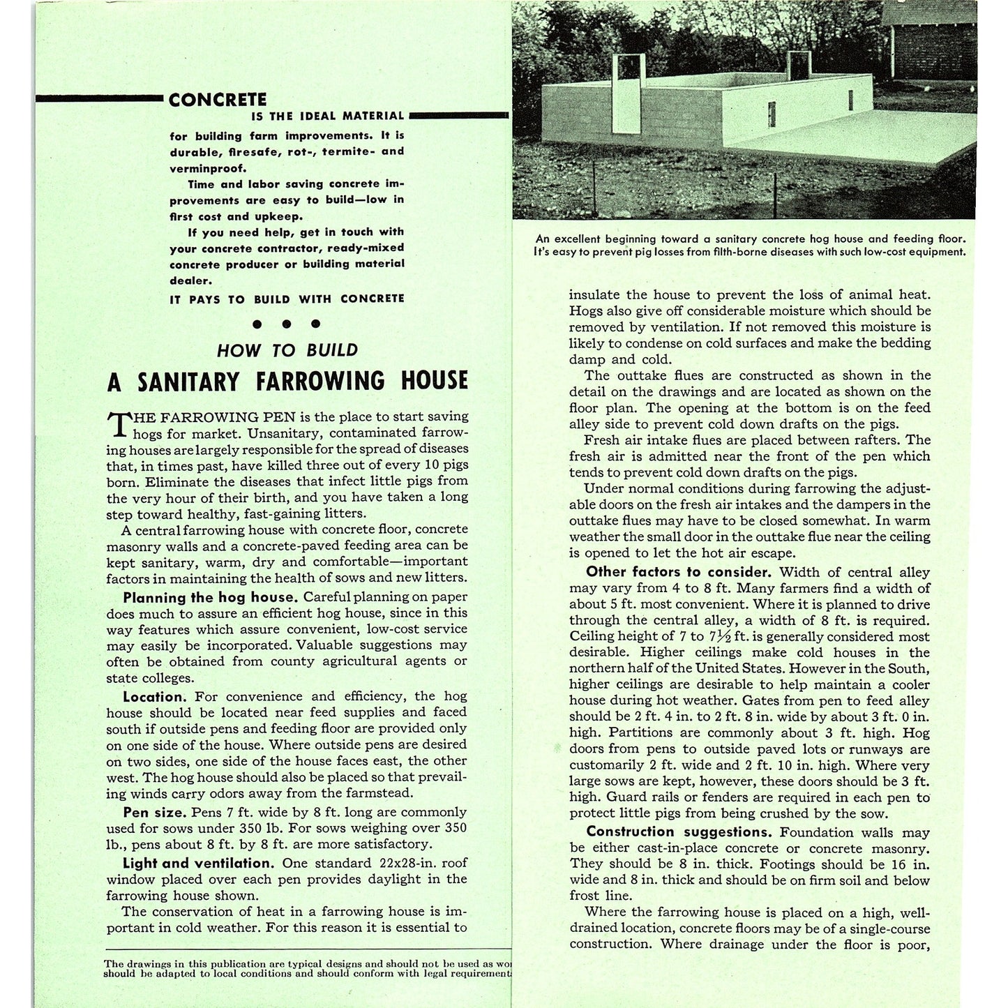 Build a Sanitary Farrowing House Portland Cement Vintage Brochure AG5-H5