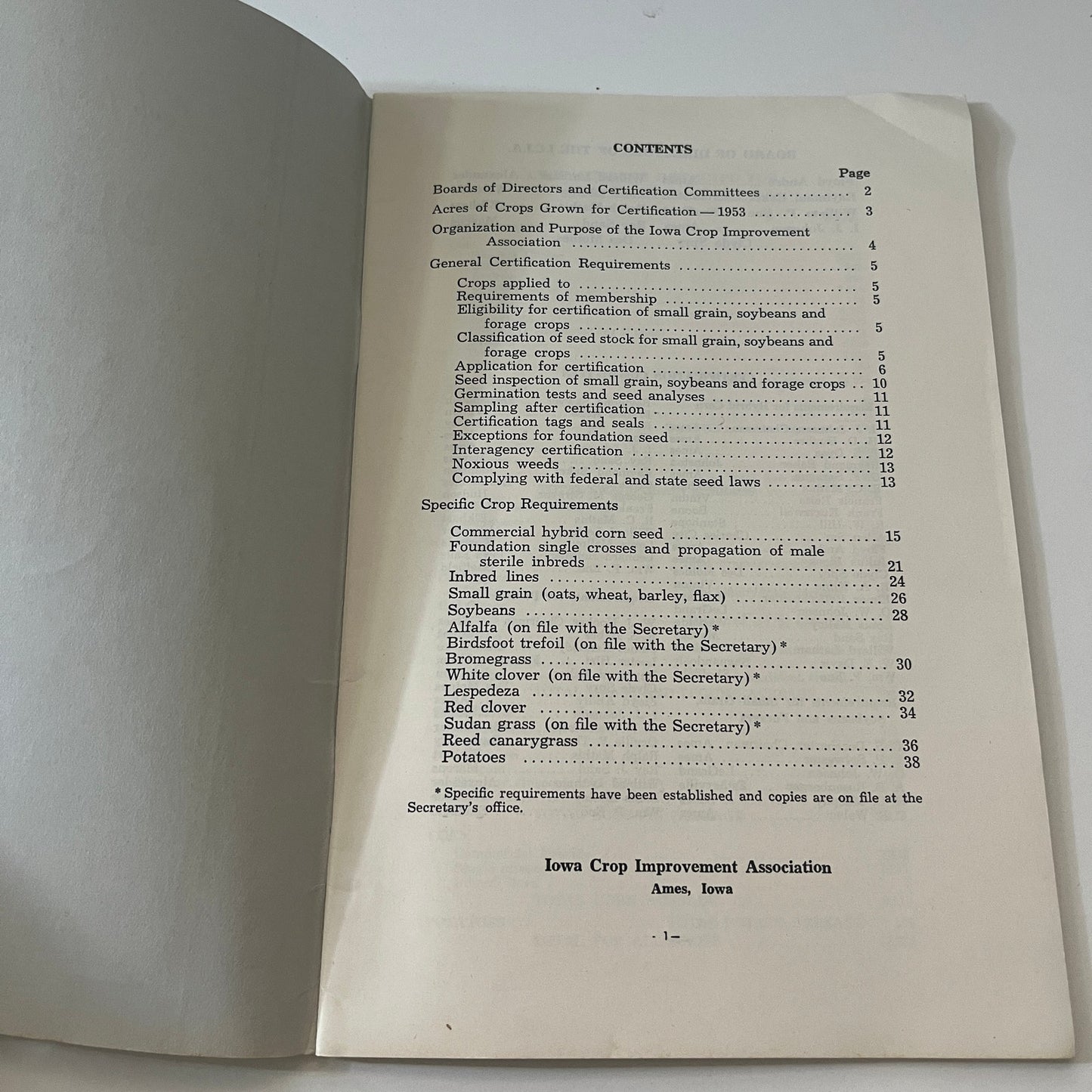 Blue Tag Iowa Certified Seed 1954 Ames IA Farmers Bulletin Booklet TK2-XB3