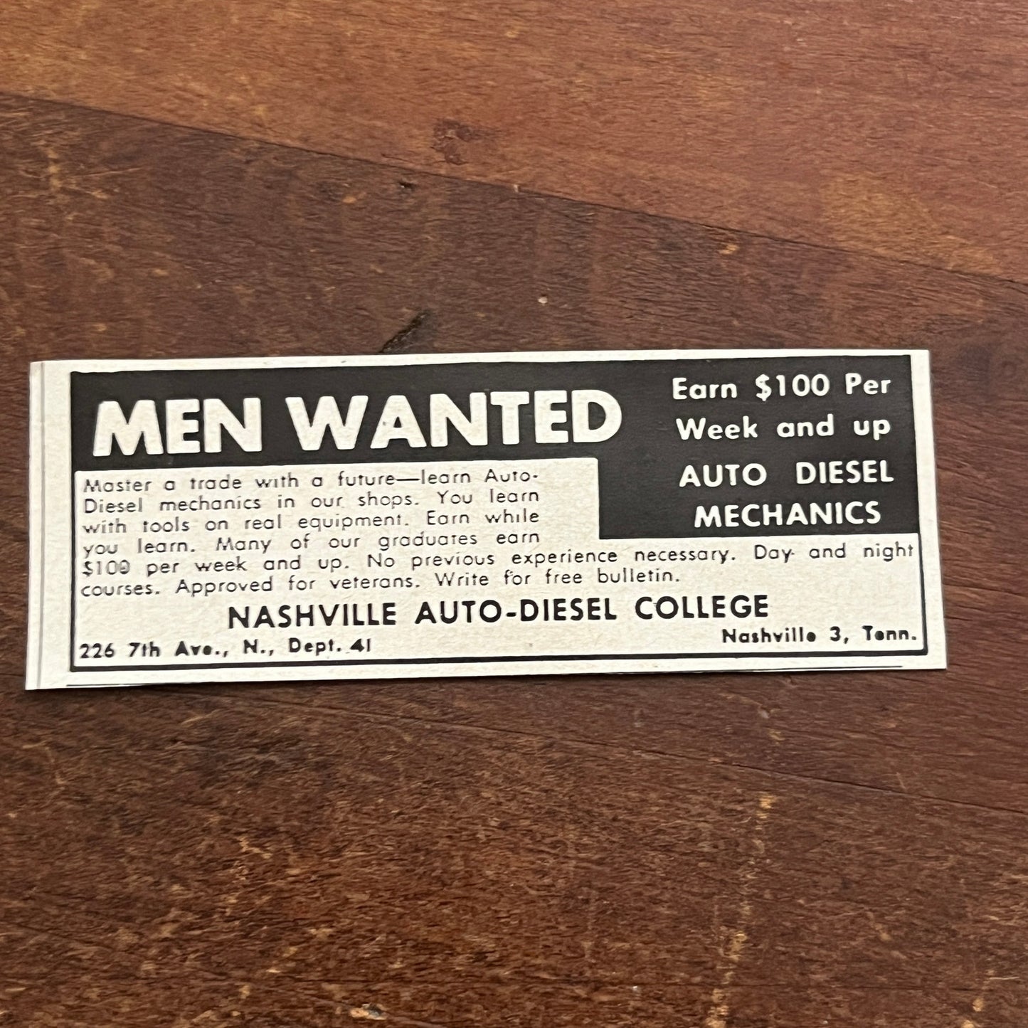 Nashville Auto-Diesel College Nashville TN Learn to Be a Mechanic 1955 Ad AF9-S2