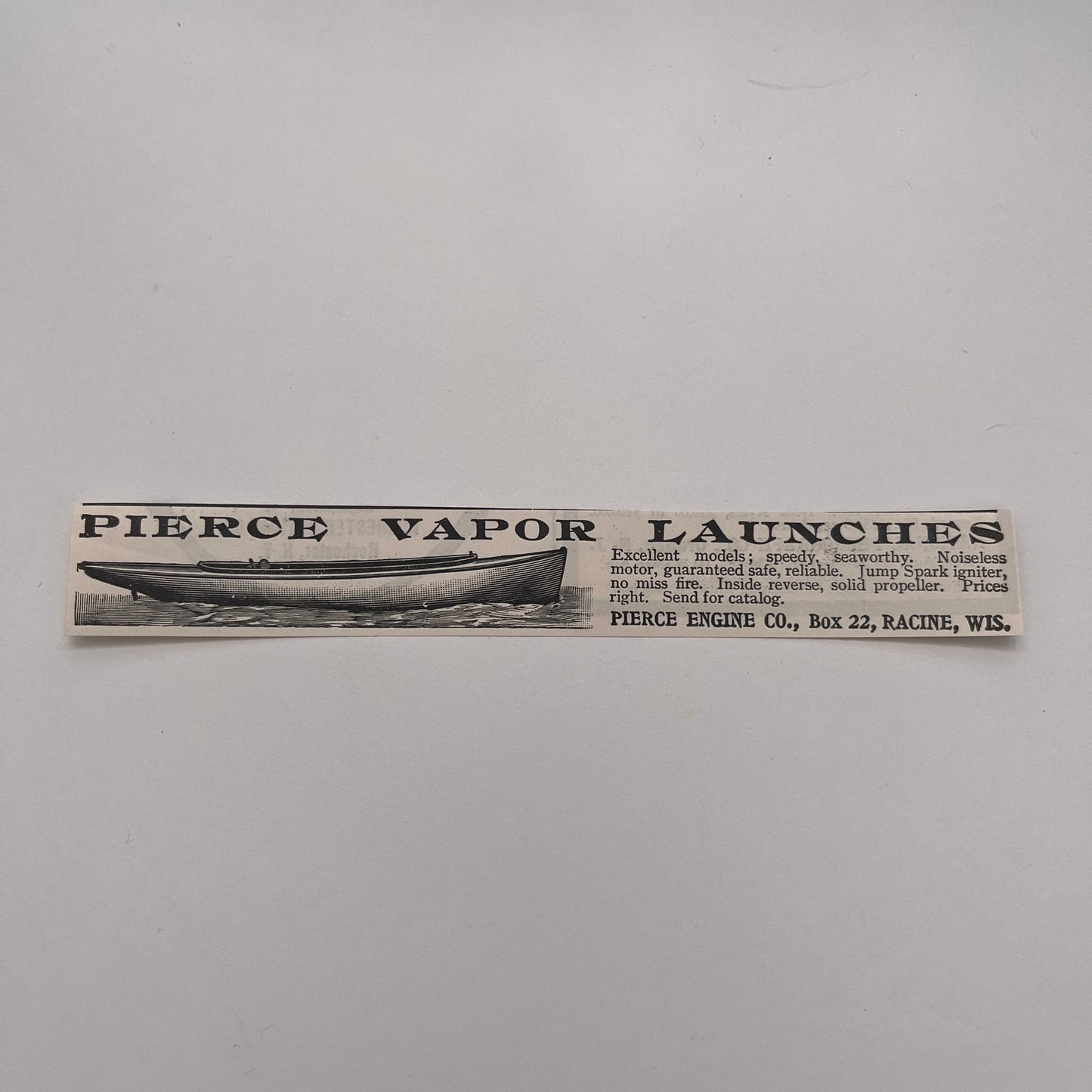 Pierce Vapor Launches Pierce Engine Co Racine WI 1903 Ad AG3-M7