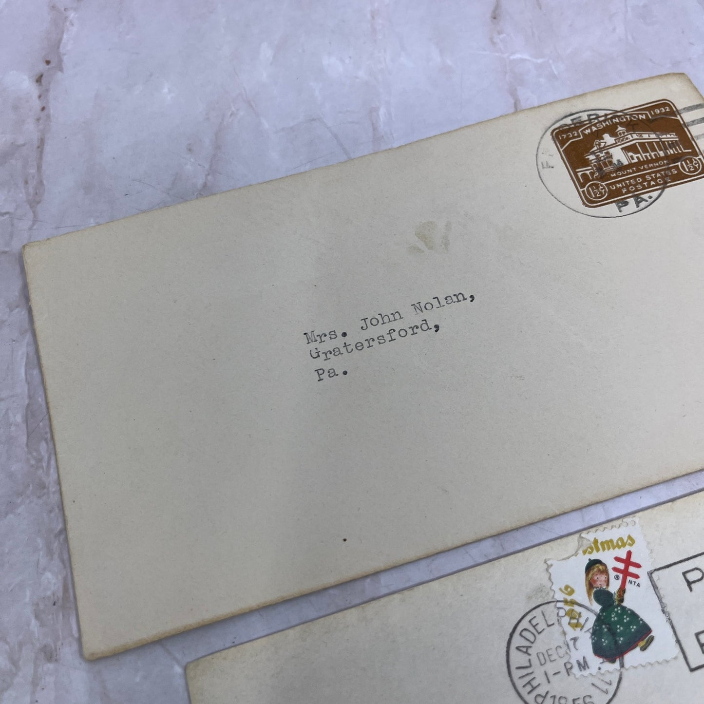 1950s Lot John & Lillian Nolan Graterford Philadelphia PA Envelopes TI5-E-11