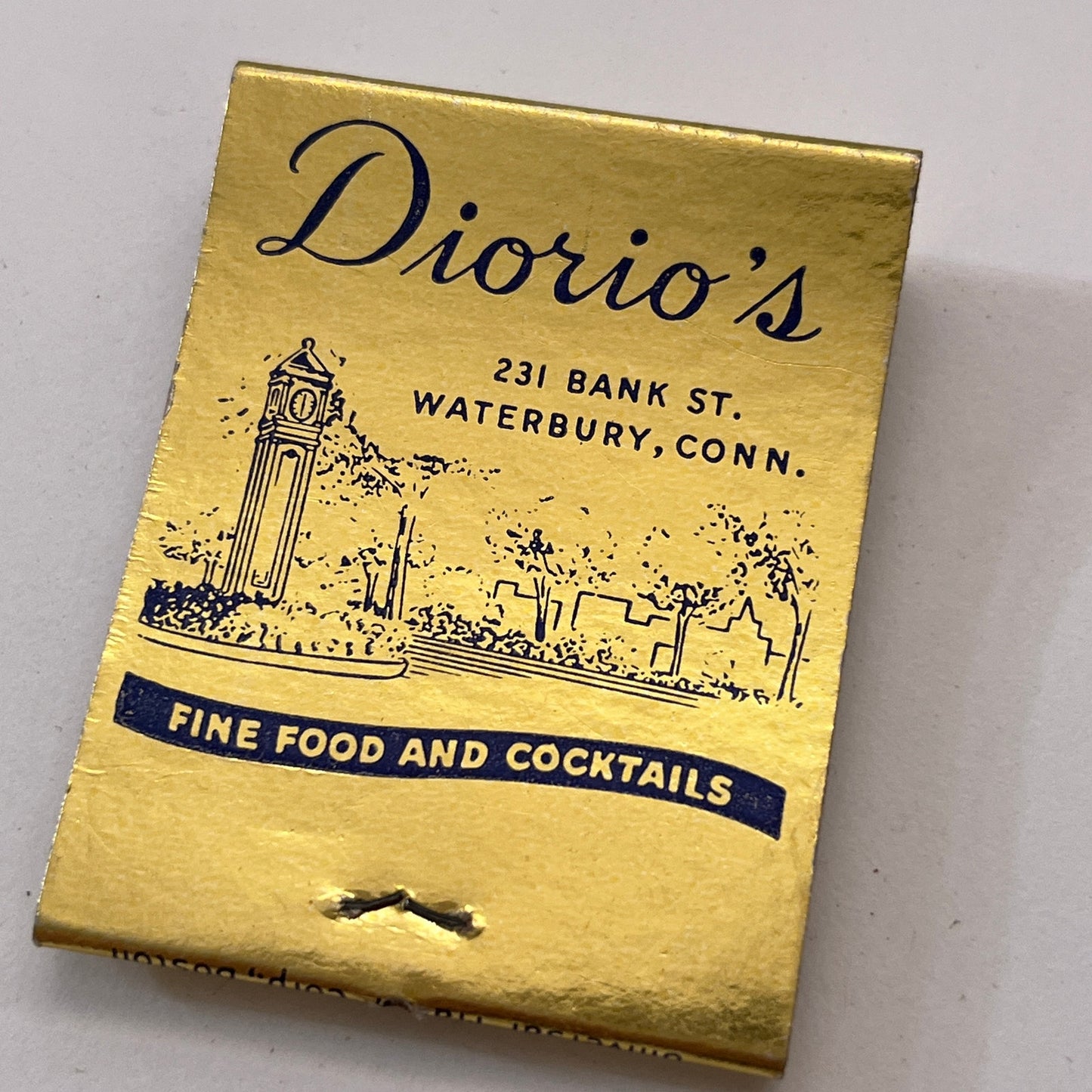 Waverly Inn Cheshire, Diorio's Waterbury CT Vintage Matchbook Cover TB8-MB3-5