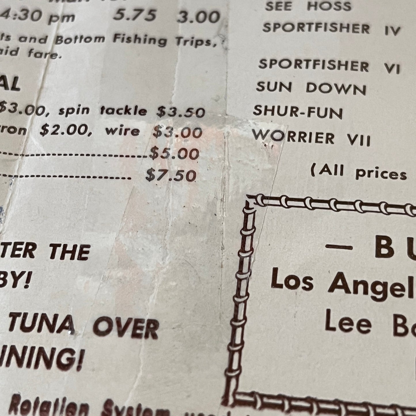 1950s H&M Sportfishers Boat Trips Timetables San Diego CA AF9-H1